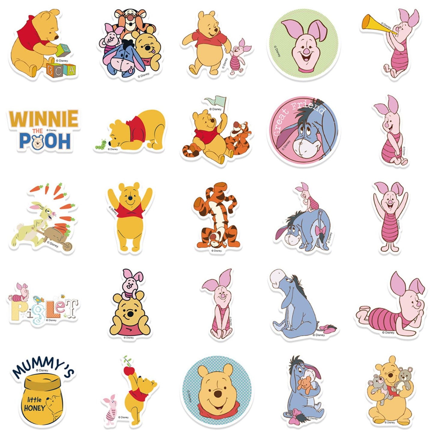 NineGirl 50pcs Cartoon Tigger & Pooh Stickers – Waterproof Vinyl Decals for Laptops, Water Bottles, Notebooks