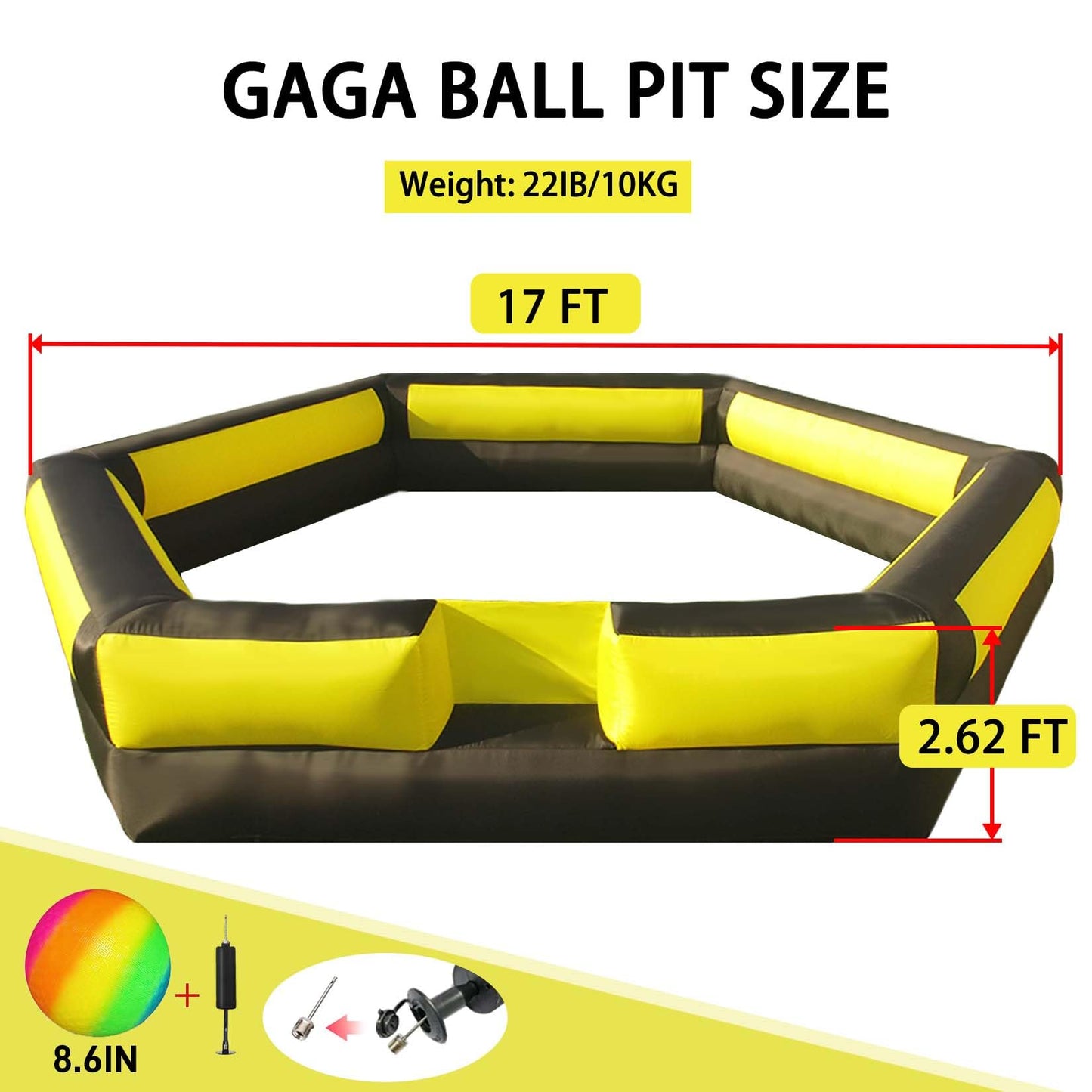 Ninghaovov 17FT Gaga Ball Pit – Portable Inflatable with Blower for Indoor & Outdoor Fun