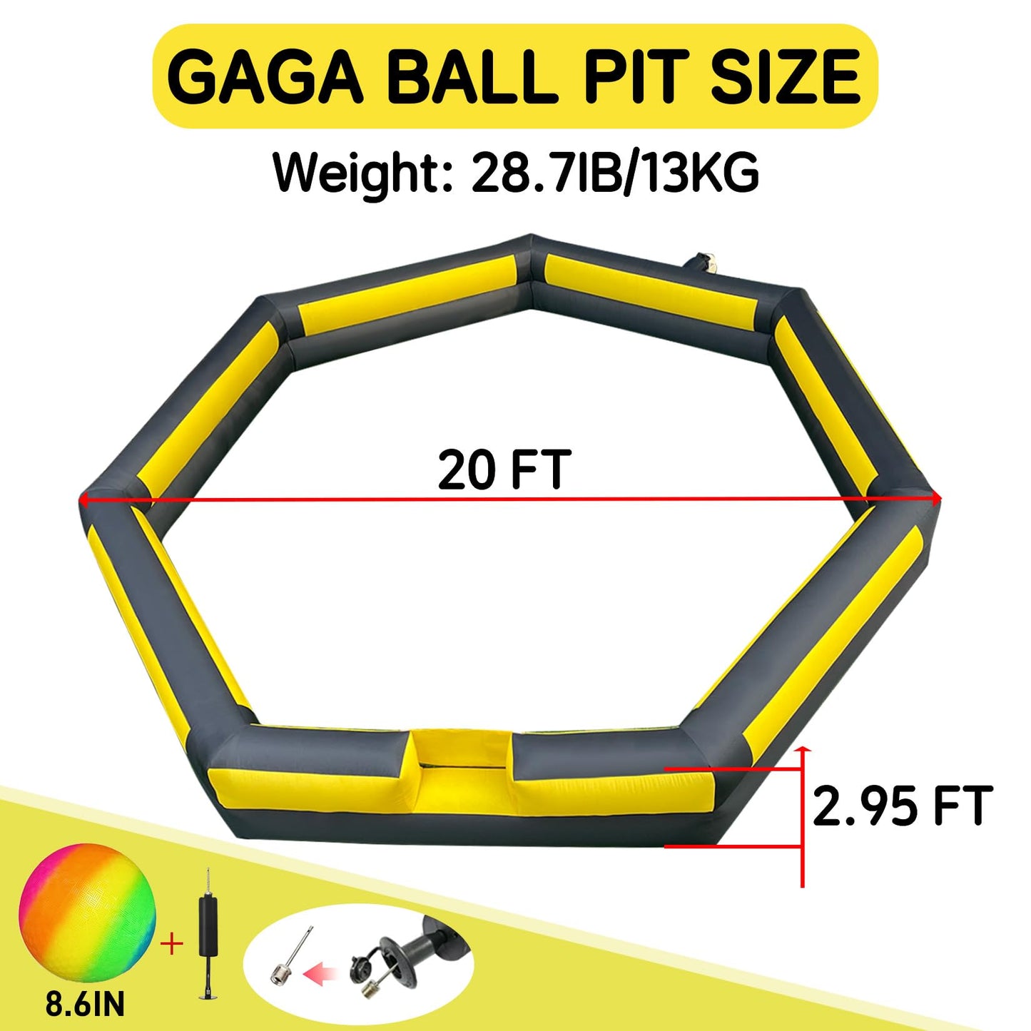 Ninghaovov 20ft Gaga Ball Pit – Portable Inflatable Arena for Indoor & Outdoor Fun
