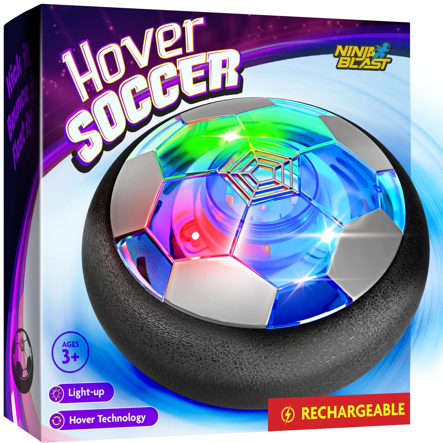 Ninja Blast Hover Soccer Ball – Light-Up Indoor Toy for Kids, Rechargeable & Furniture-Friendly