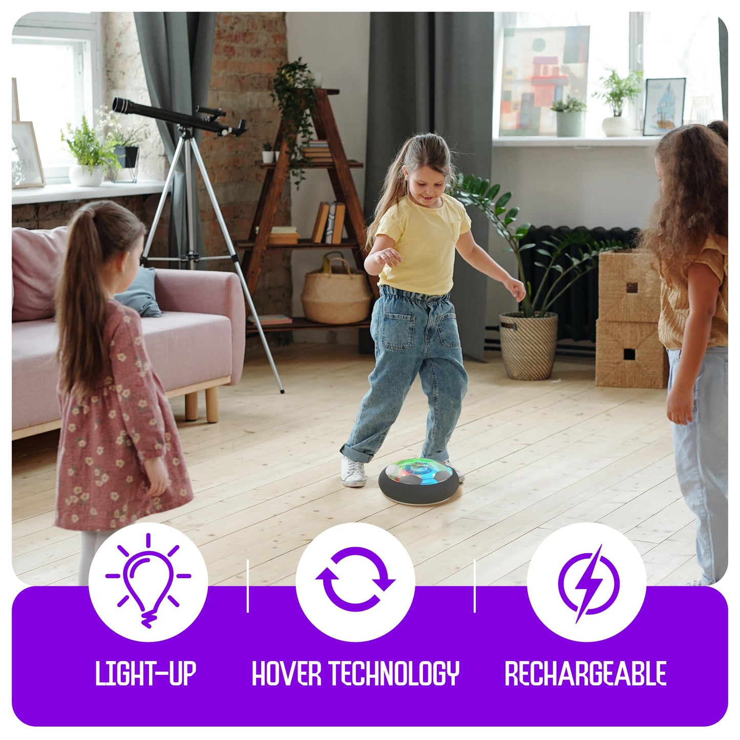 Ninja Blast Hover Soccer Ball – Light-Up Indoor Toy for Kids, Rechargeable & Furniture-Friendly