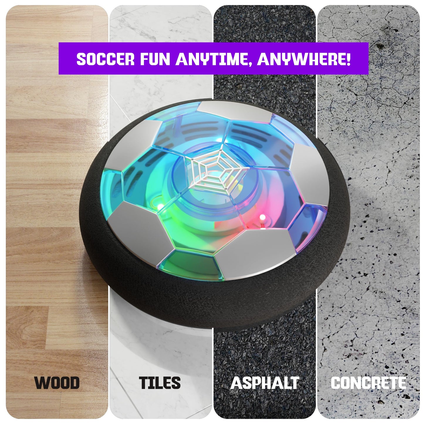 Ninja Blast Hover Soccer Ball – Light-Up Indoor Toy for Kids, Rechargeable & Furniture-Friendly