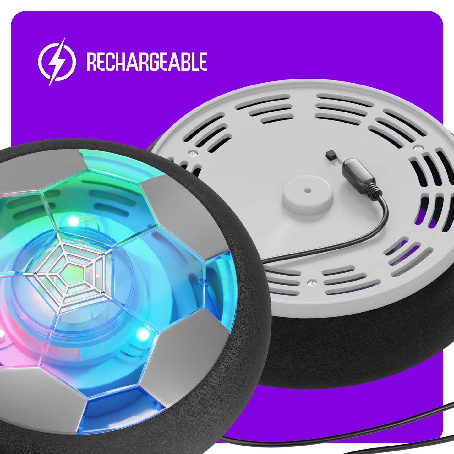 Ninja Blast Hover Soccer Ball – Light-Up Indoor Toy for Kids, Rechargeable & Furniture-Friendly