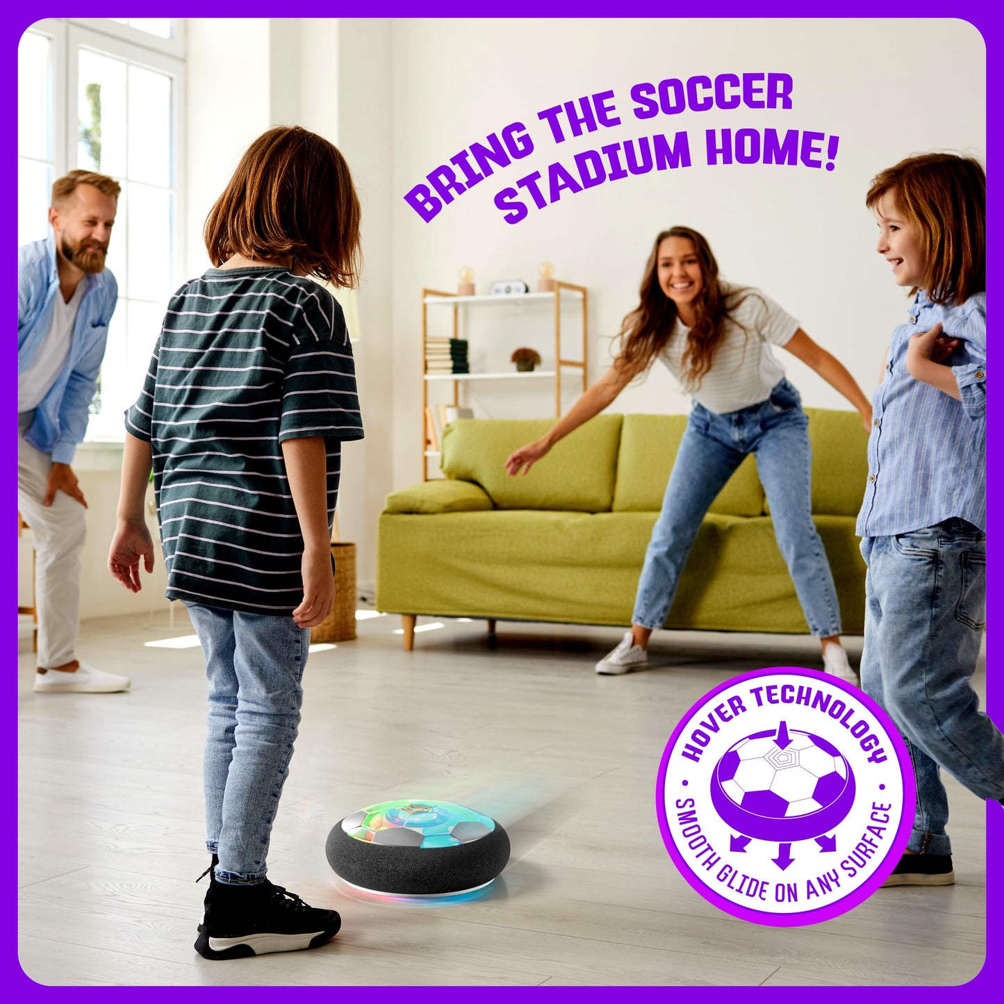 Ninja Blast Hover Soccer Ball – Light-Up Indoor Toy for Kids, Rechargeable & Furniture-Friendly