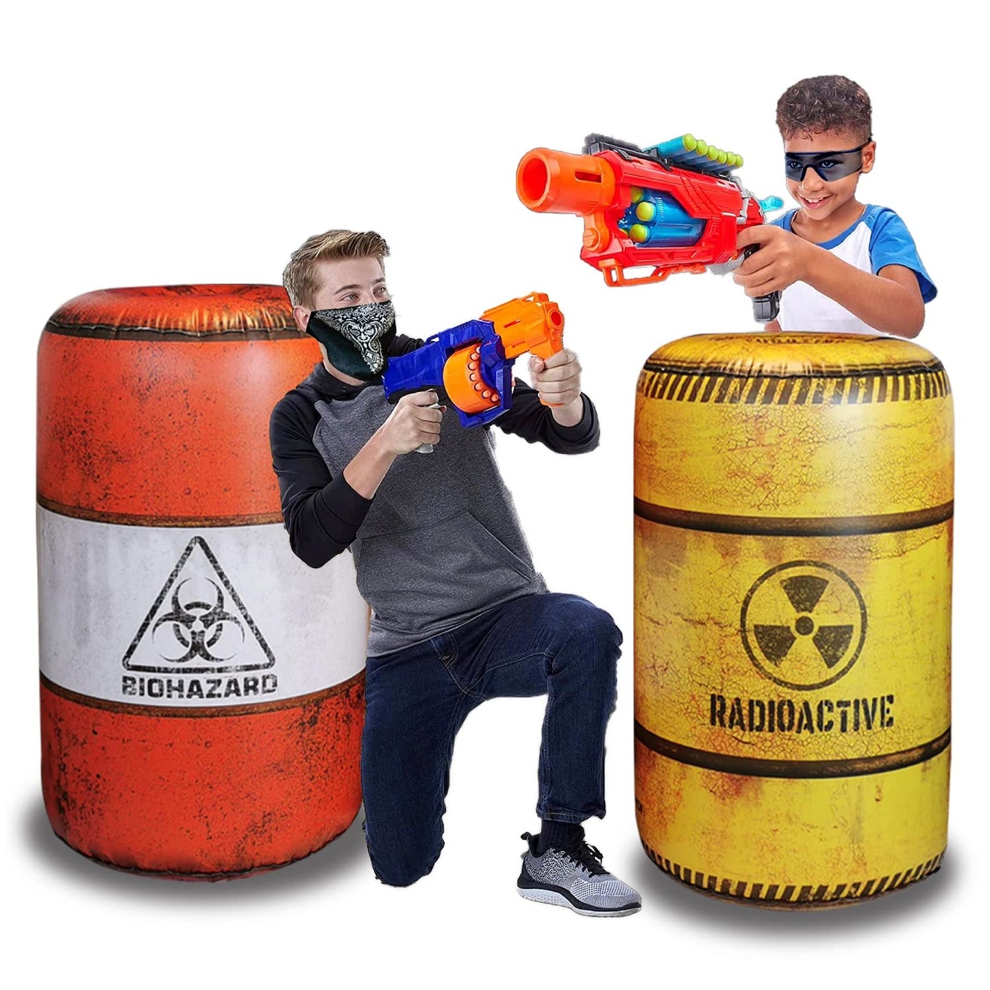 NINOSTAR Barrels Inflatables Set – Battle-Ready Arena for Nerf, Laser Tag & More
