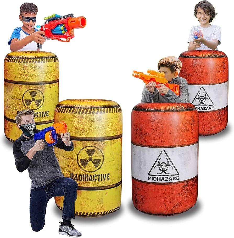 NINOSTAR Barrels Inflatables Set – Battle-Ready Arena for Nerf, Laser Tag & More