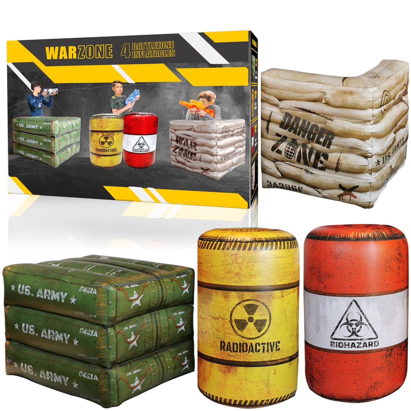 NINOSTAR Package 4 Combat Battlefield Inflatables – Nerf, Laser Tag & Water Gun Compatible