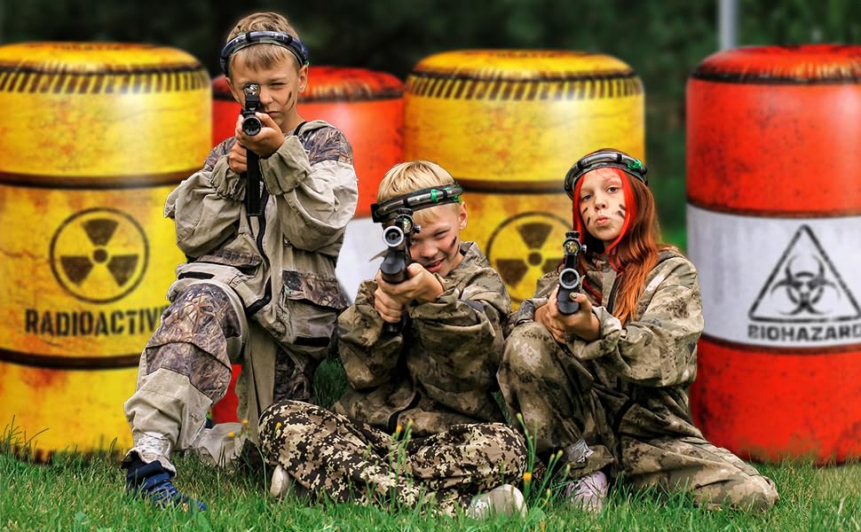 NINOSTAR Package 8 Combat Battlefield Inflatables — Laser Tag & Water Gun Compatible, Premium Pack with Water Chamber & Repair Kit