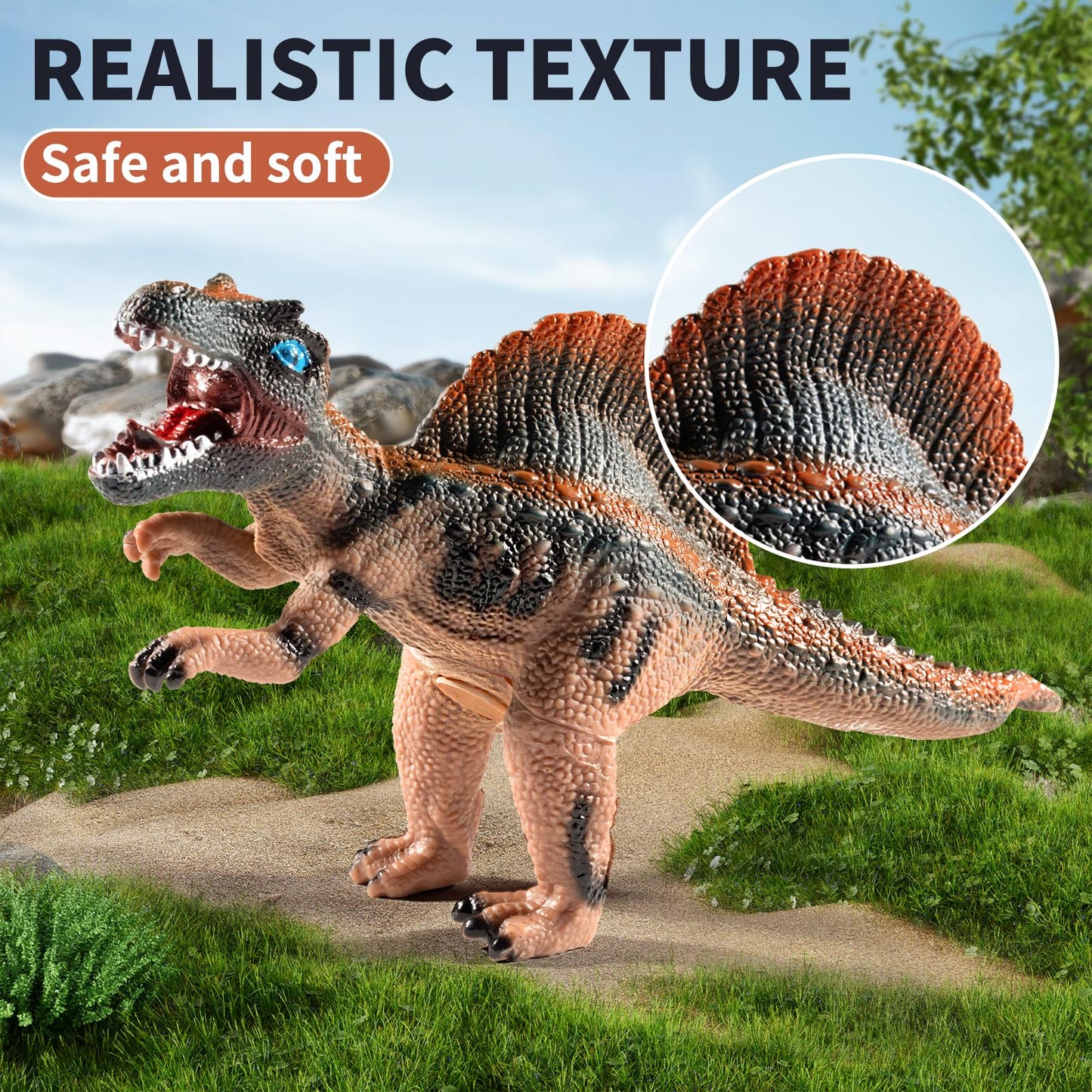 NIPLOOOW Big 7-Piece Jumbo Dinosaur Toys for Kids 3-7 | Realistic Hand-Painted Dino Figures