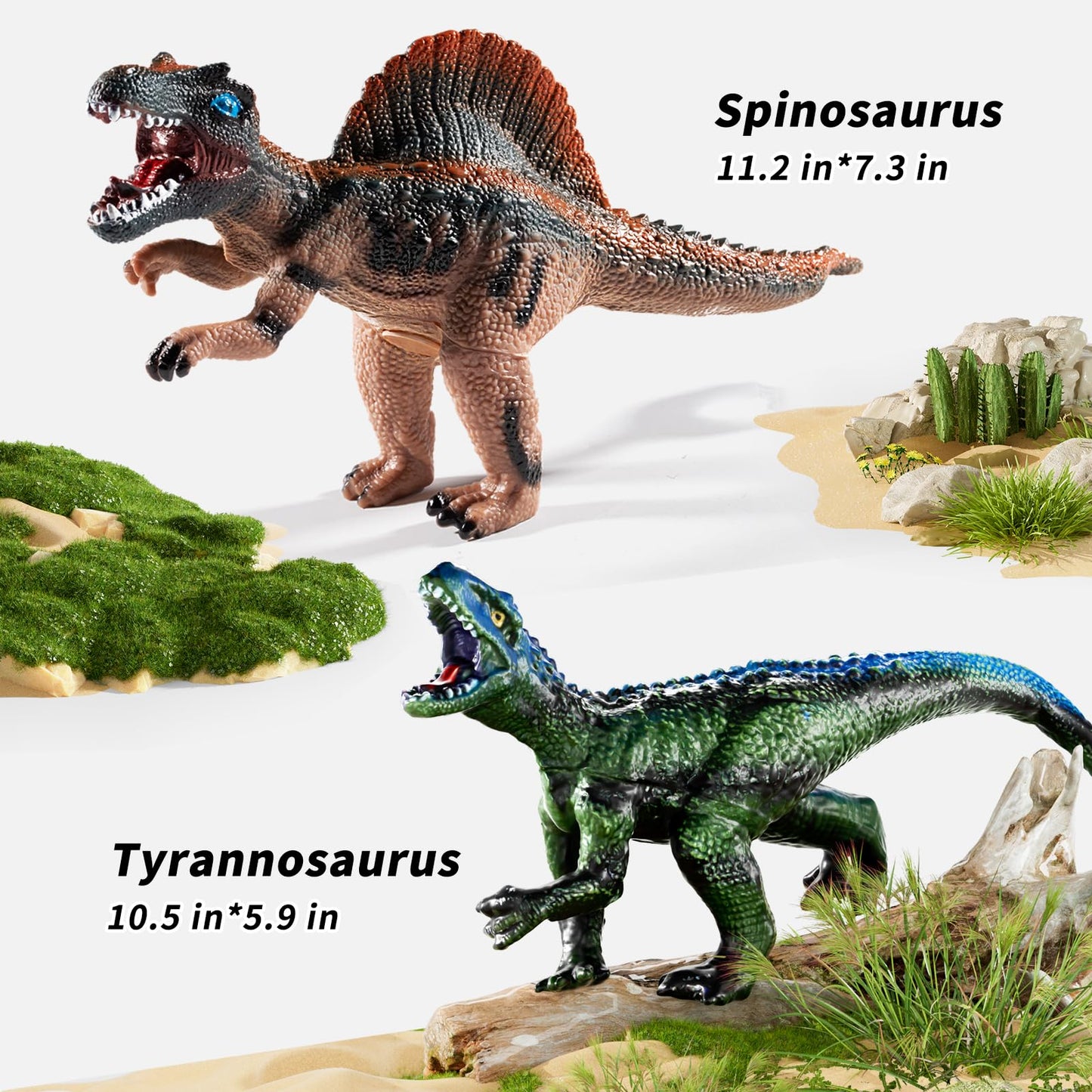 NIPLOOOW Big 7-Piece Jumbo Dinosaur Toys for Kids 3-7 | Realistic Hand-Painted Dino Figures