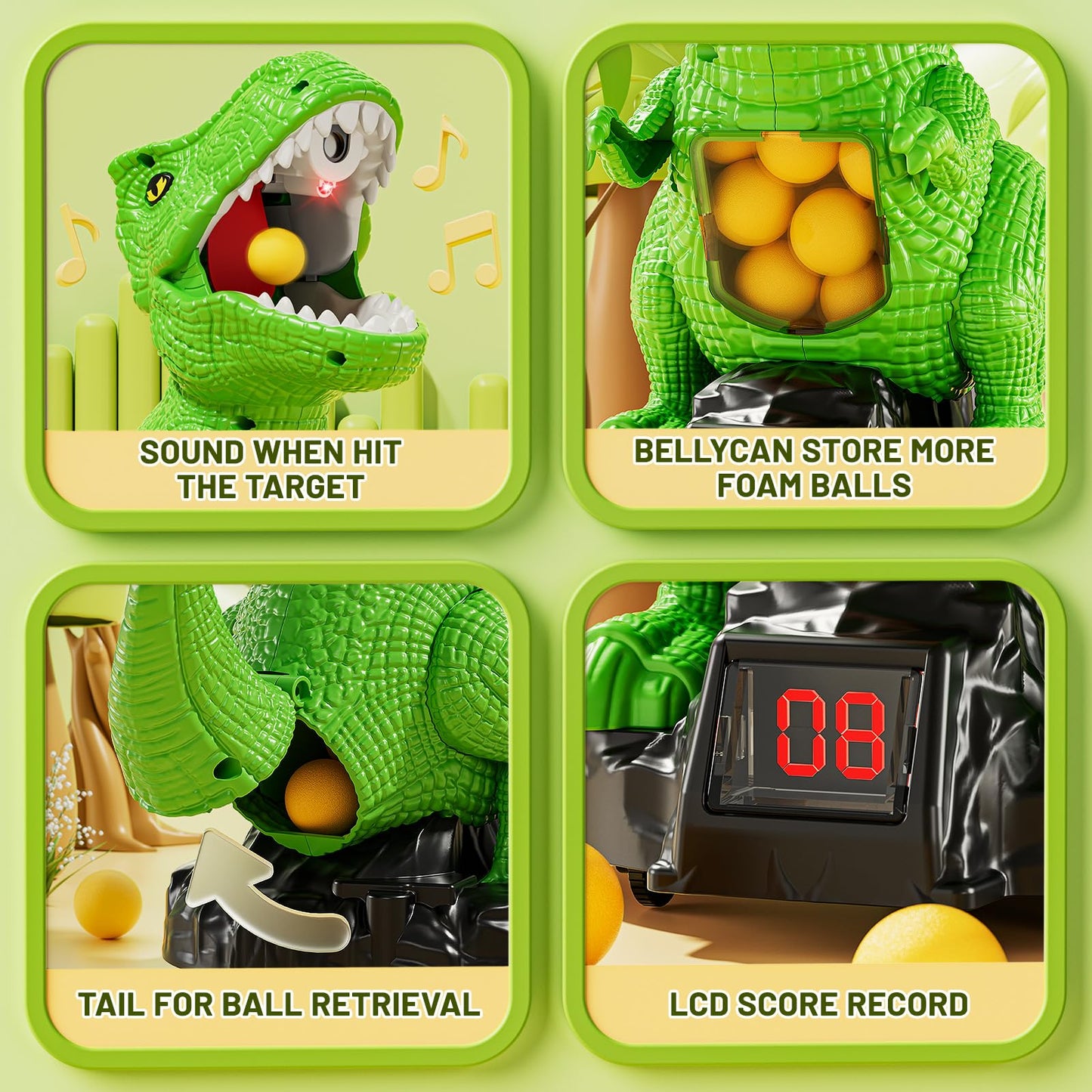 NIPLOOOW Moveable Dinosaur Shooting Toy for Kids 3-8 | Interactive Foam Ball Launcher