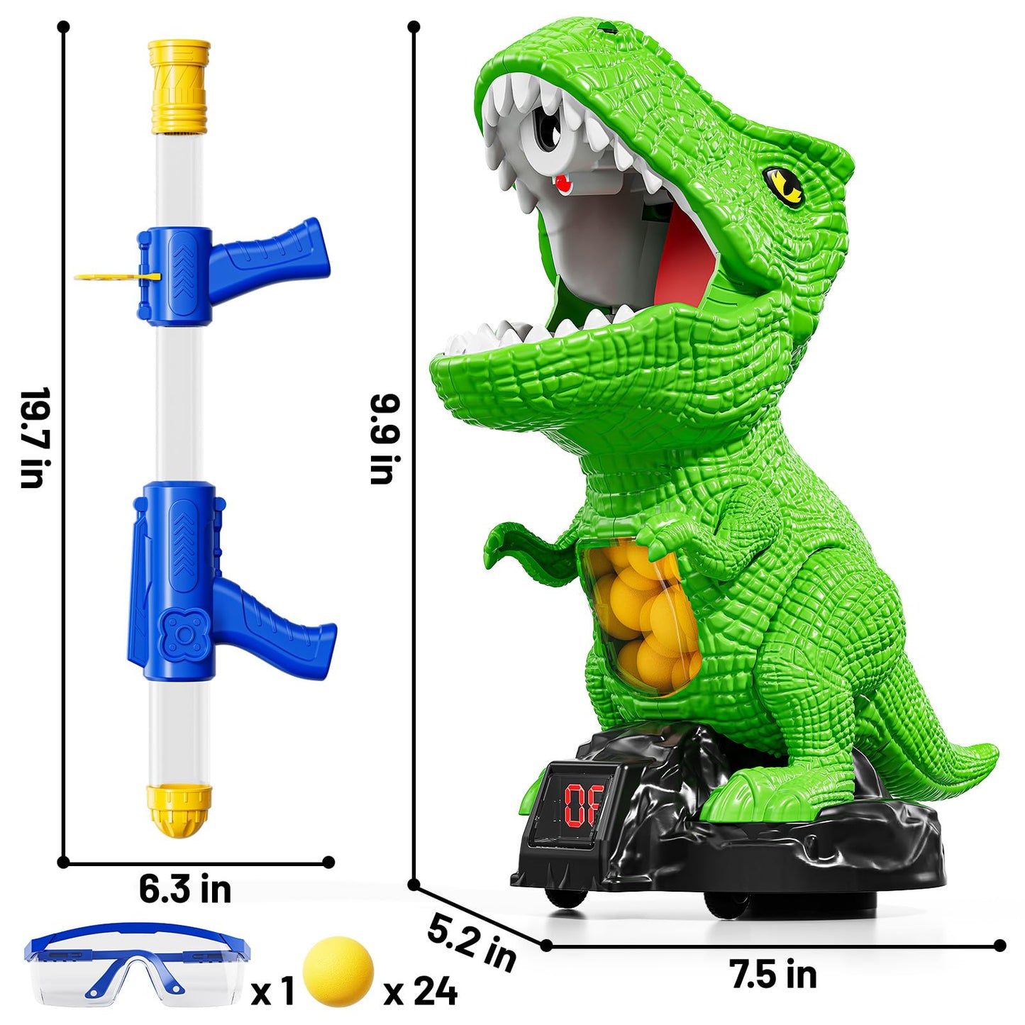 NIPLOOOW Moveable Dinosaur Shooting Toy for Kids 3-8 | Interactive Foam Ball Launcher