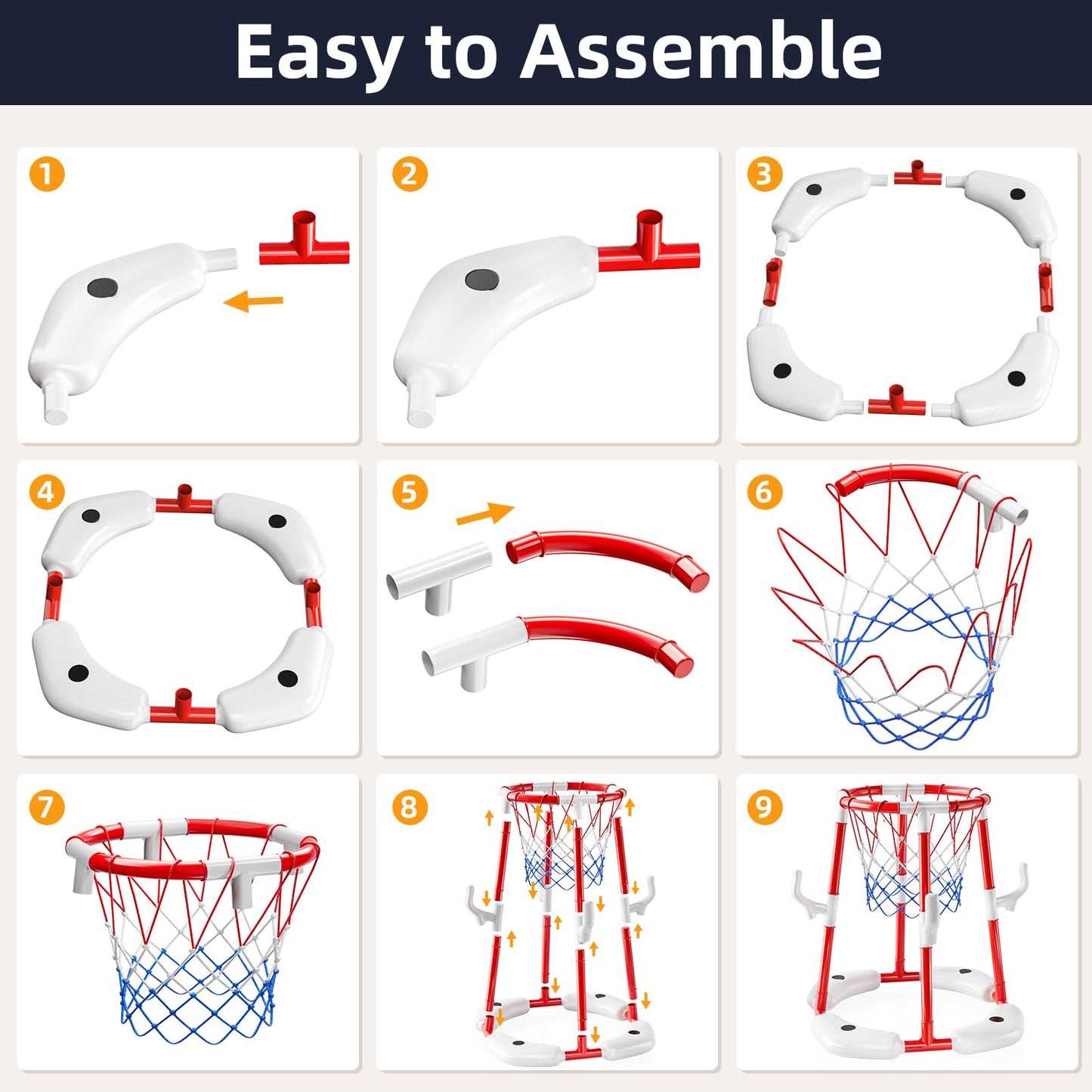 NIPLOOOW Pool Basketball Hoop – 2-in-1 Floating Ring Game with 4 Balls & Pump