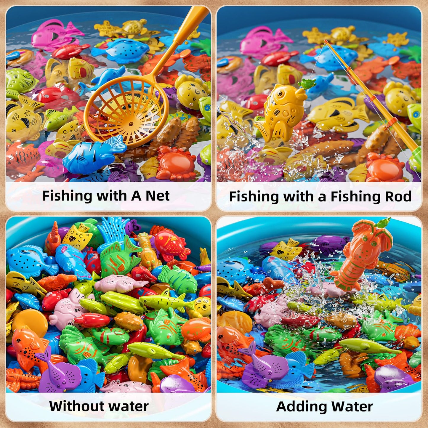 NIPLOOOW Pool Fishing Toys Games – Magnetic Fishing Set for Kids Aged 3-8