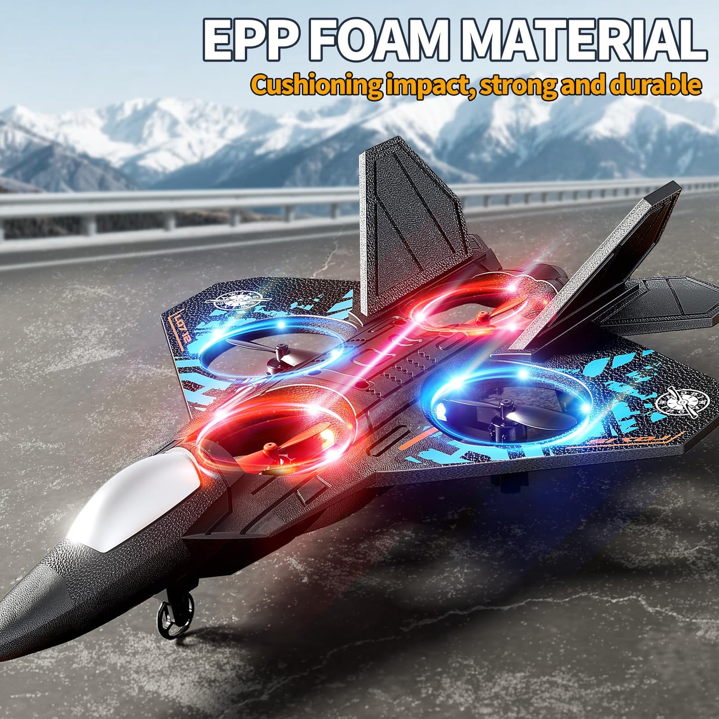 NIPLOOOW Foam RC Plane for Kids – 360° Flip, Gravity Sensing, LED Lights