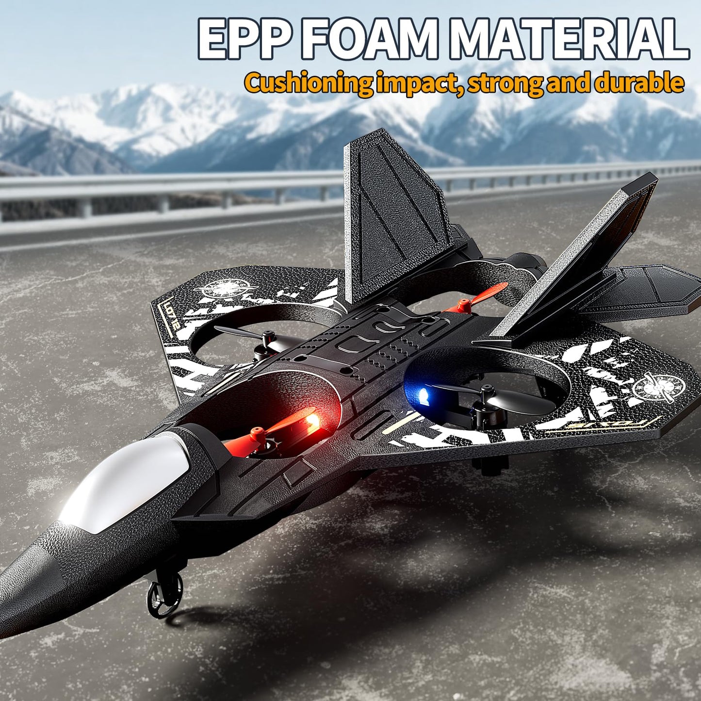 NIPLOOOW Foam RC Airplane for Kids 6-12 — 360° Flip Fighter Jet with Lights & Gravity Sensing