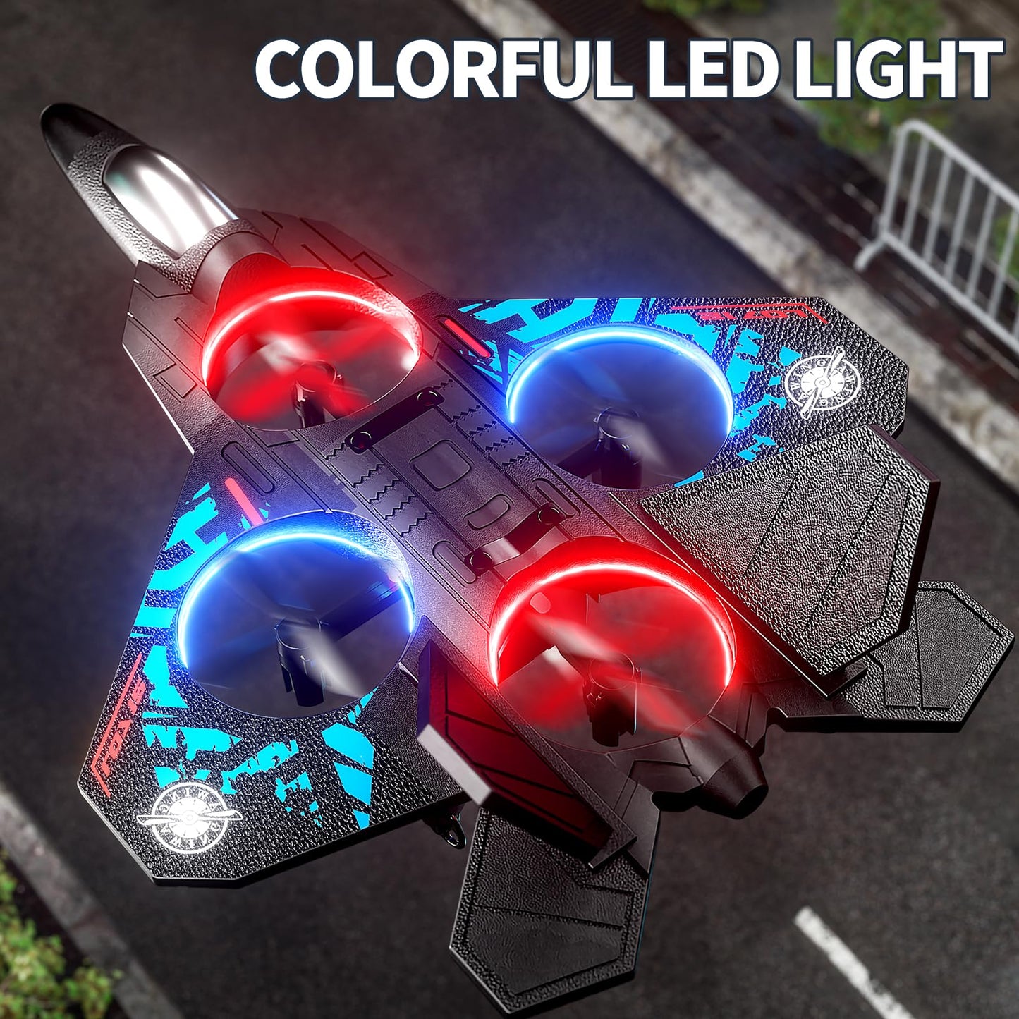 NIPLOOOW Foam RC Plane for Kids – 360° Flip, Gravity Sensing, LED Lights
