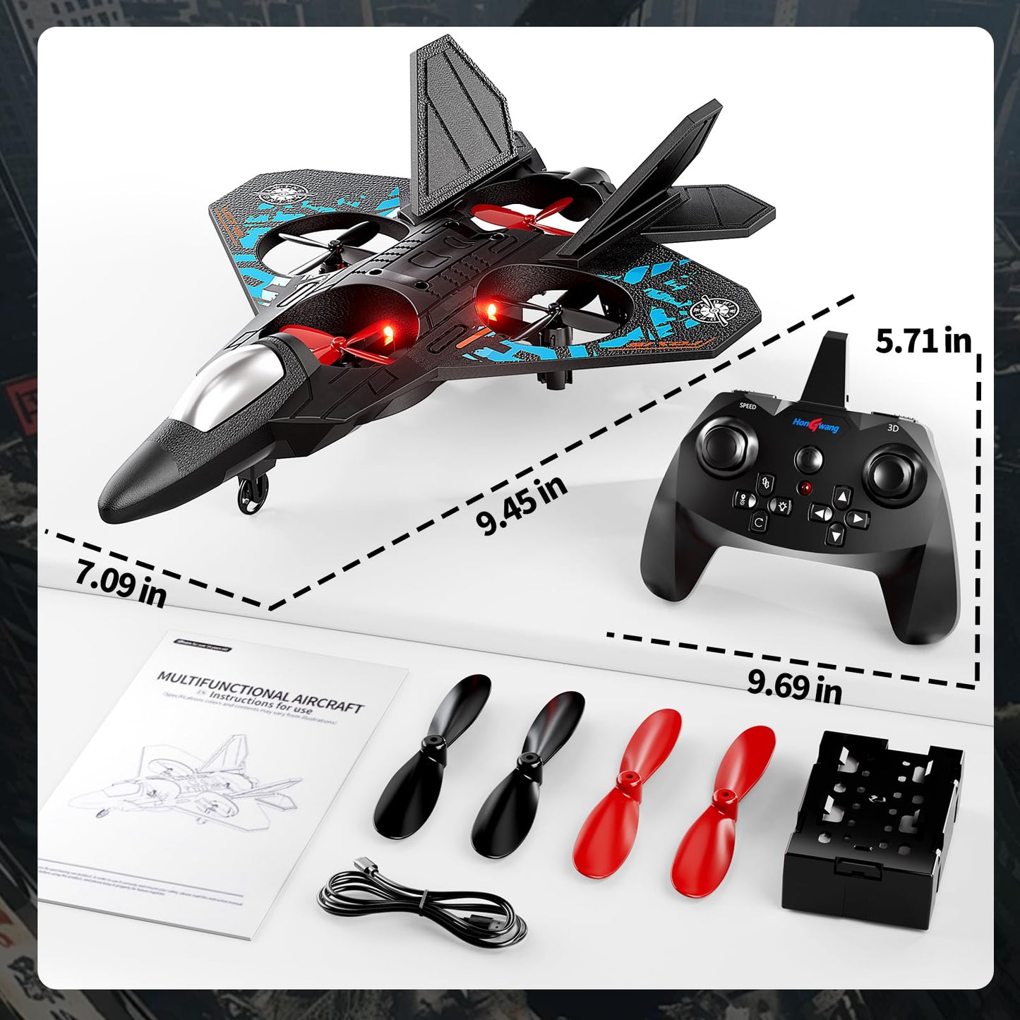 NIPLOOOW Foam RC Plane for Kids – 360° Flip, Gravity Sensing, LED Lights