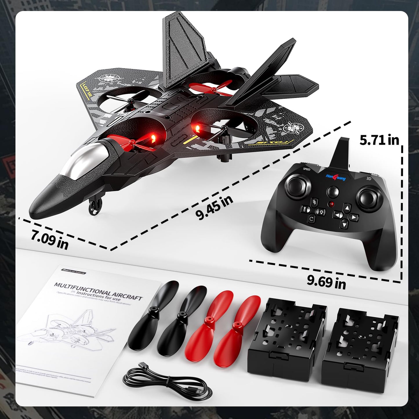 NIPLOOOW Foam RC Airplane for Kids 6-12 — 360° Flip Fighter Jet with Lights & Gravity Sensing