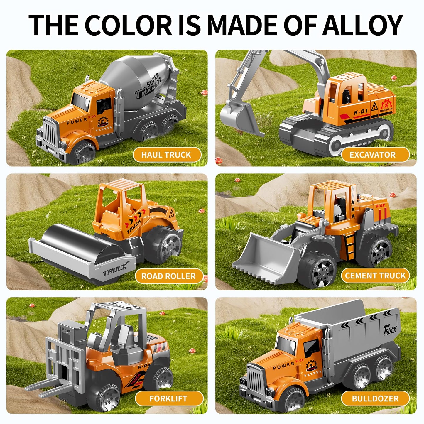 NIPLOOOW Construction Trucks Toy Set with Play Mat – Carrier Truck & Realistic Lights
