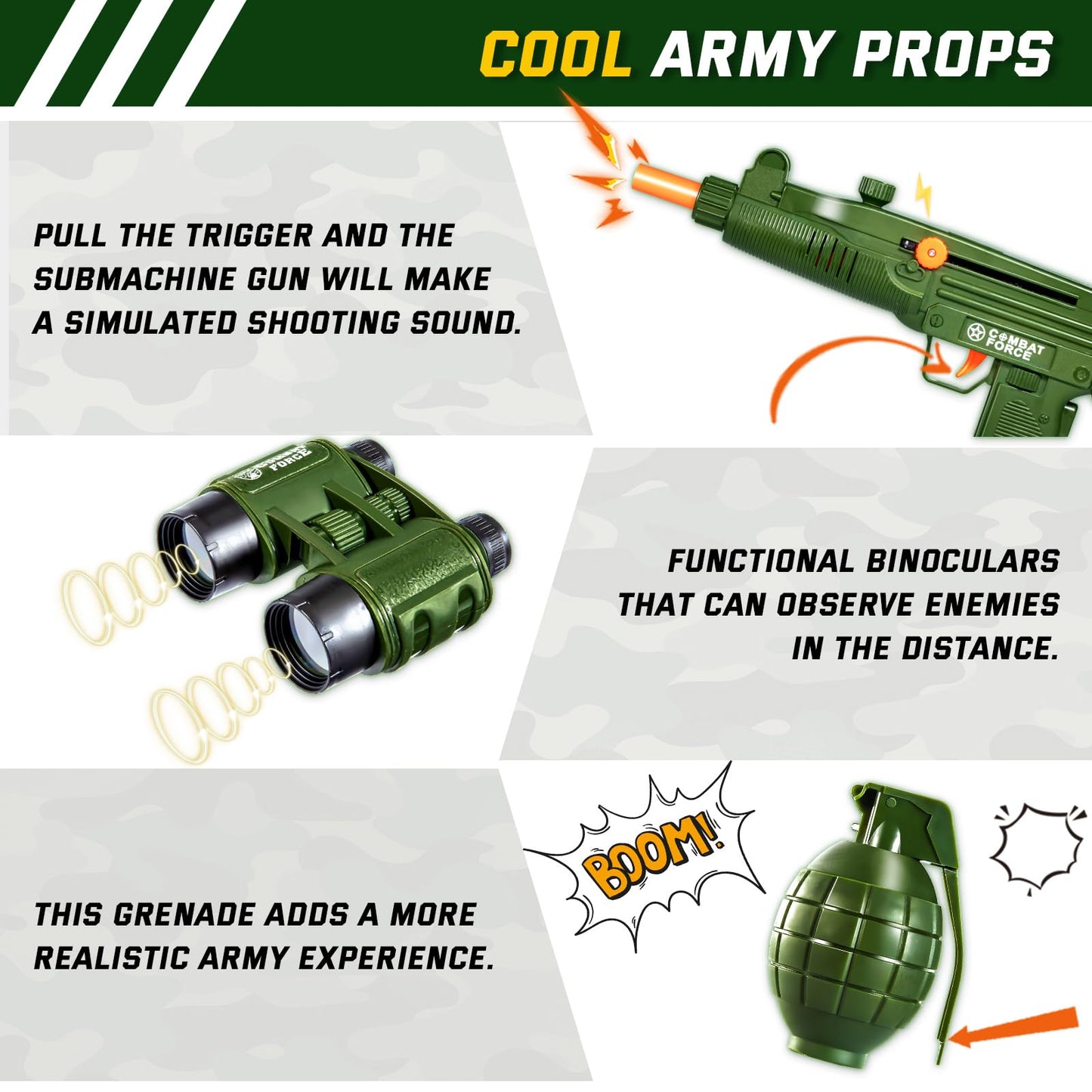 NIPLOOOW Kids Army Costume for Boys – Soldier Dress-Up Set with Accessories