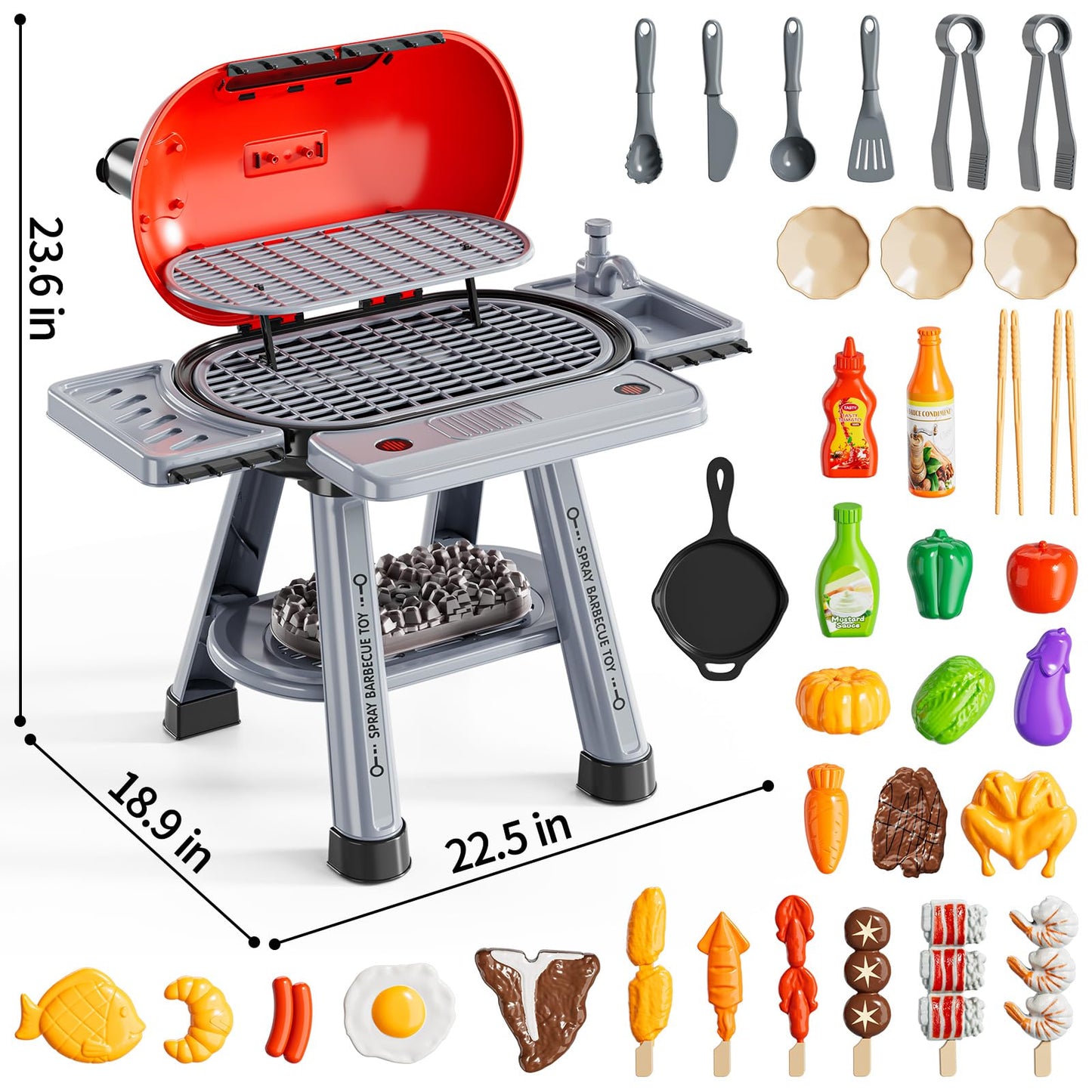 NIPLOOOW Kids 2-Layer BBQ Grill Playset – Smoke, Sound & Lights