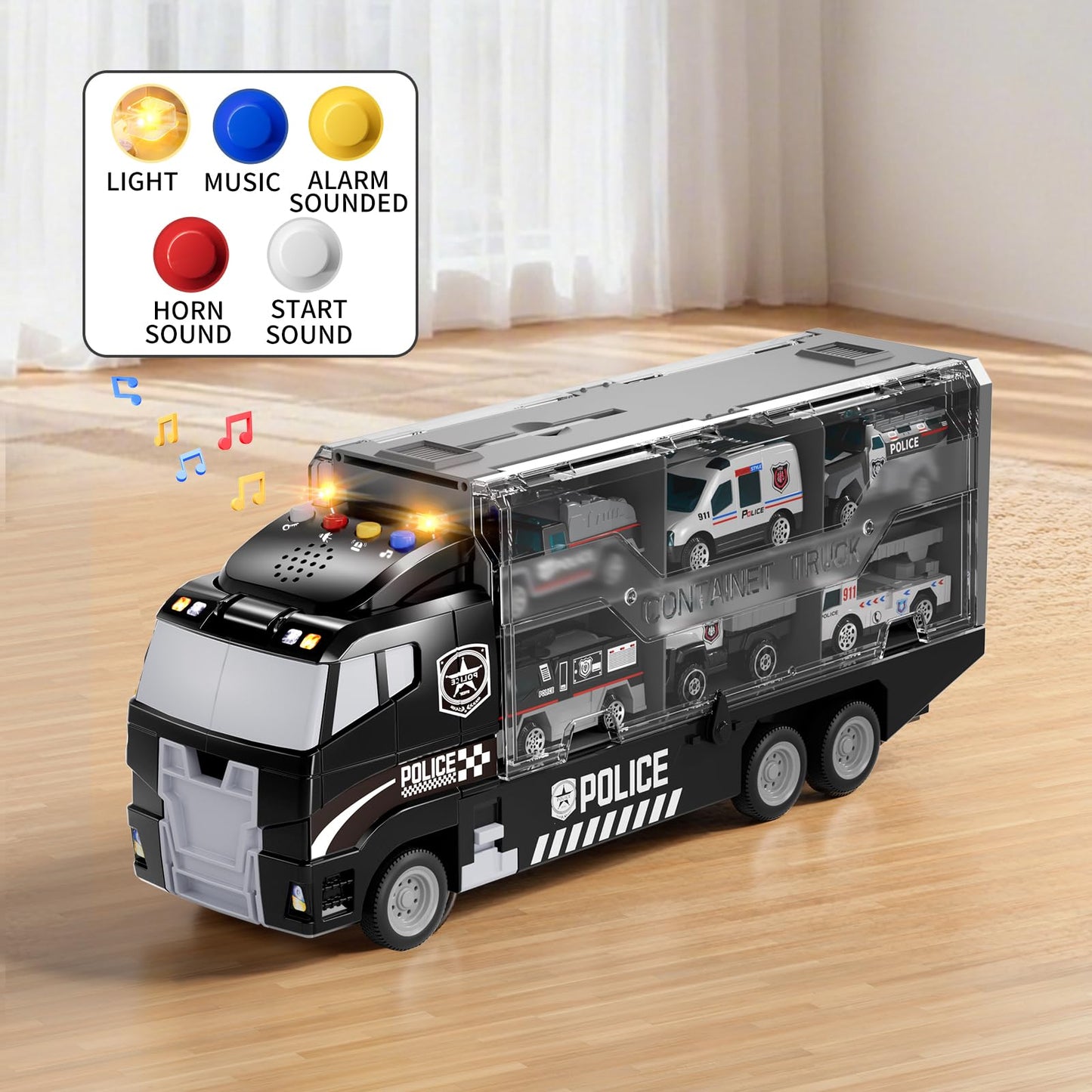 NIPLOOOW Police Truck Toy Set with Play Mat – Die-Cast Cars for 3–8 Year Olds