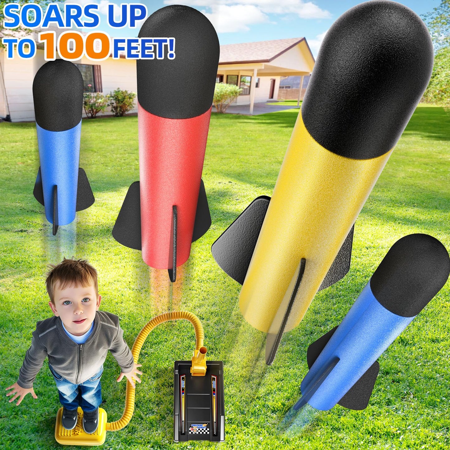 NIPLOOOW Rocket Toy Car Launcher — 2 Cars, 6 Foam Rockets, Outdoor Fun
