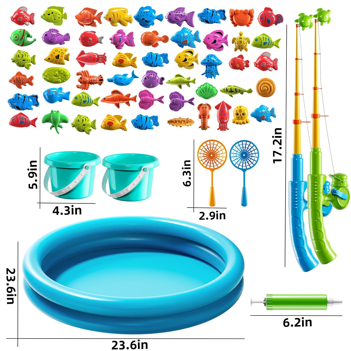 NIPLOOOW Pool Fishing Toys Games – Magnetic Fishing Set for Kids Aged 3-8
