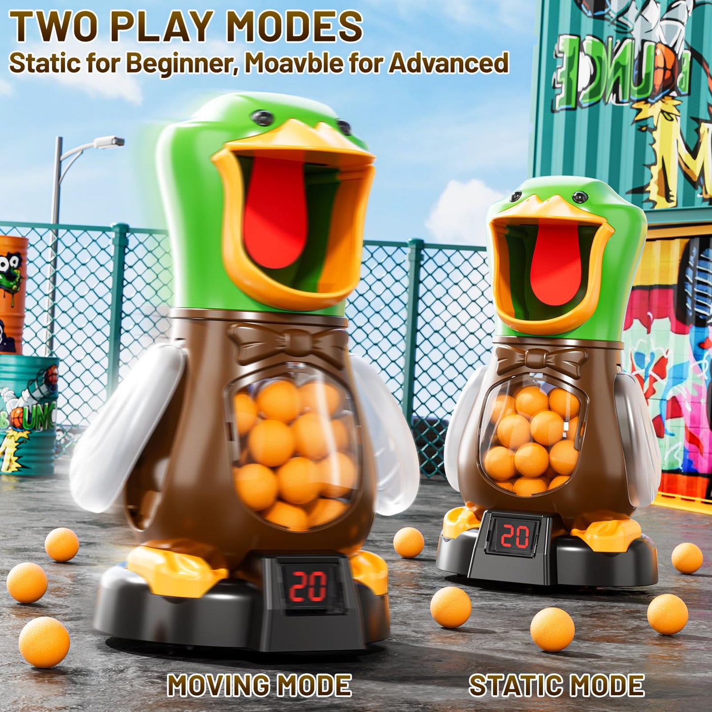 NIPLOOOW Duck Shooting Toy for Kids 3-8 — Movable Target, LCD Score, Air Pump Launcher