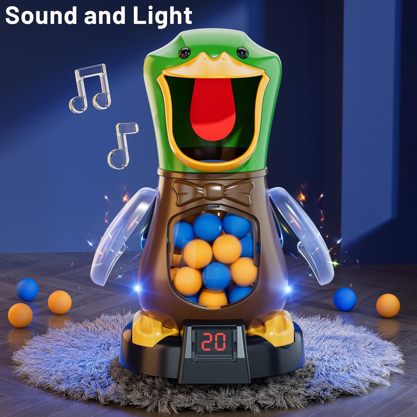 NIPLOOOW Duck Shooting Toy for Kids 3-8 – Movable Target Game with 2 Air Pump Launchers, LCD Score & 48 Foam Balls