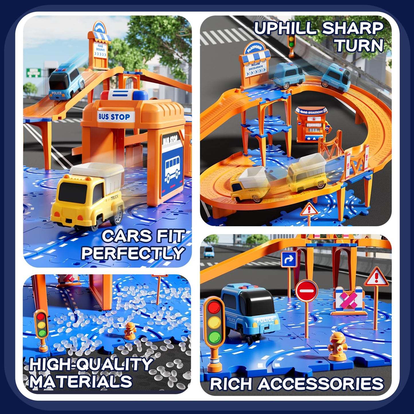 NIPLOOOW Puzzle Race Car Track Set – 57-Piece Floor Toy for Kids Aged 3-8