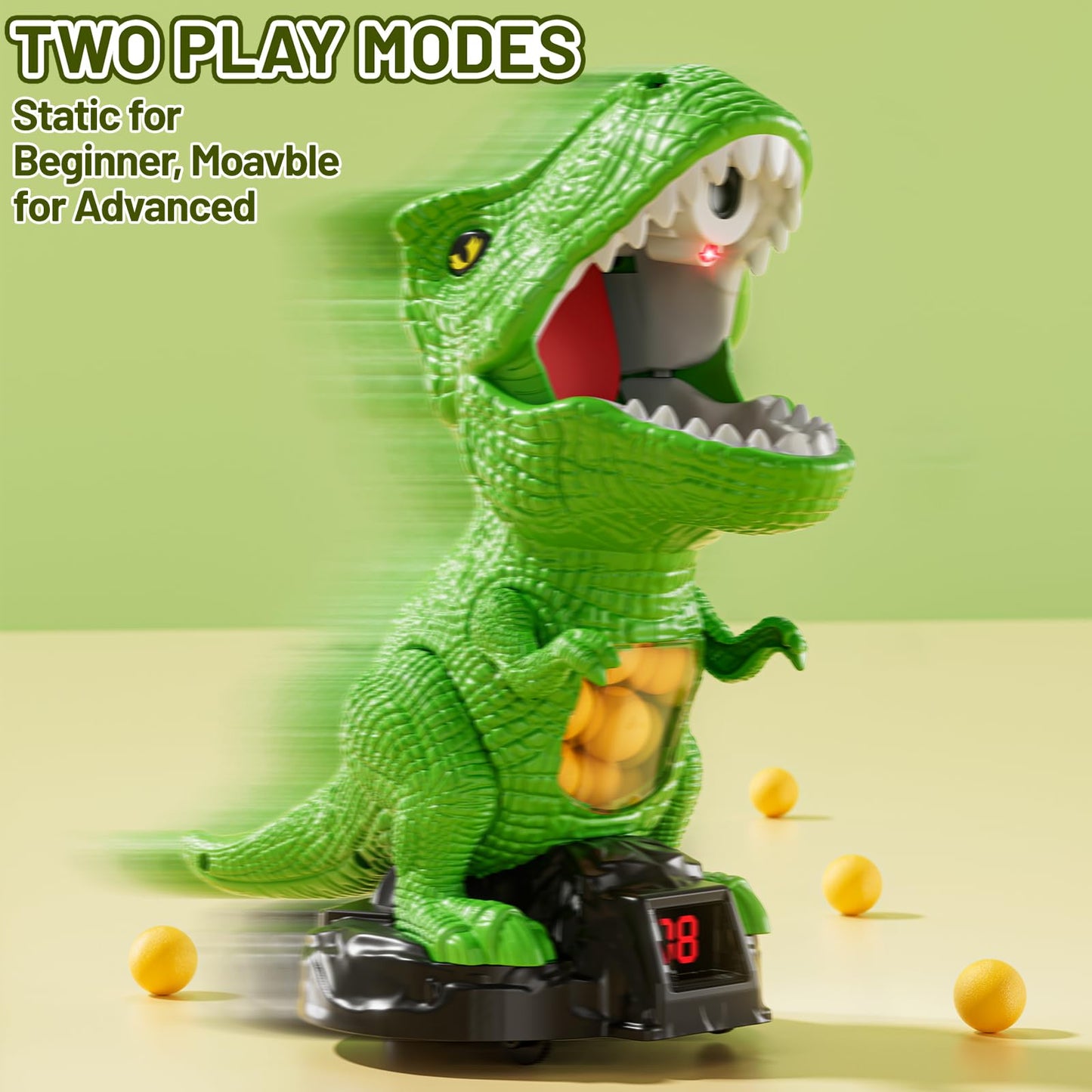 NIPLOOOW Moveable Dinosaur Shooting Toy for Kids 3-8 | Interactive Foam Ball Launcher