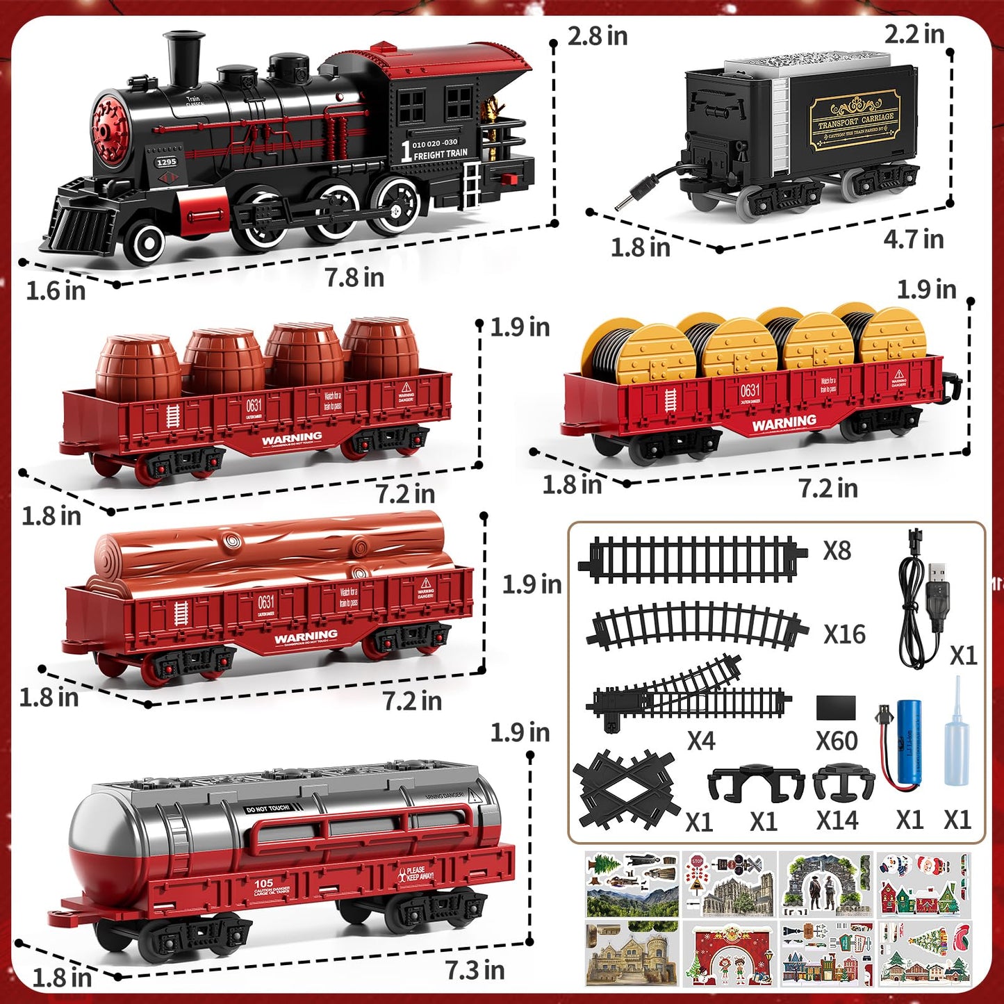 NIPLOOOW Train Set for Toddlers (Ages 3-8) — Lights, Sounds & Smoke for Christmas Tree