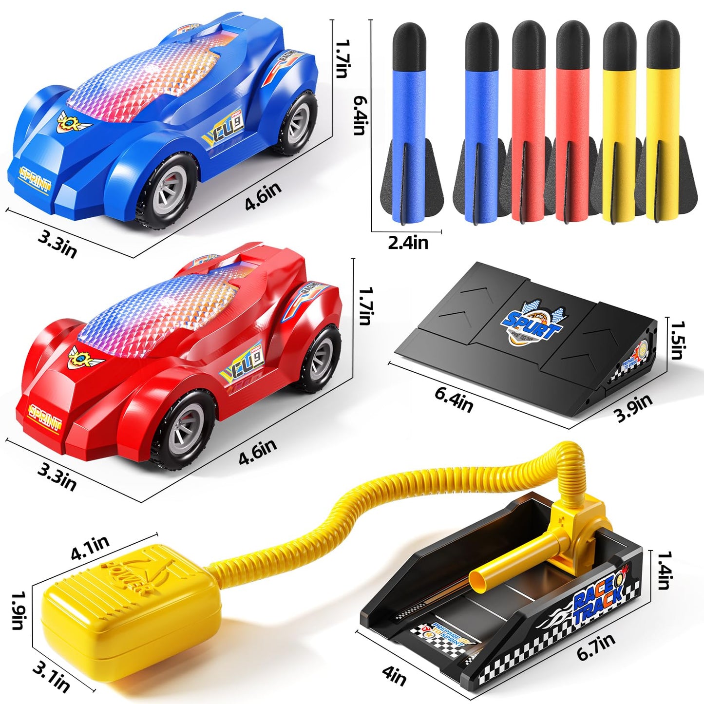 NIPLOOOW Rocket Toy Car Launcher — 2 Cars, 6 Foam Rockets, Outdoor Fun