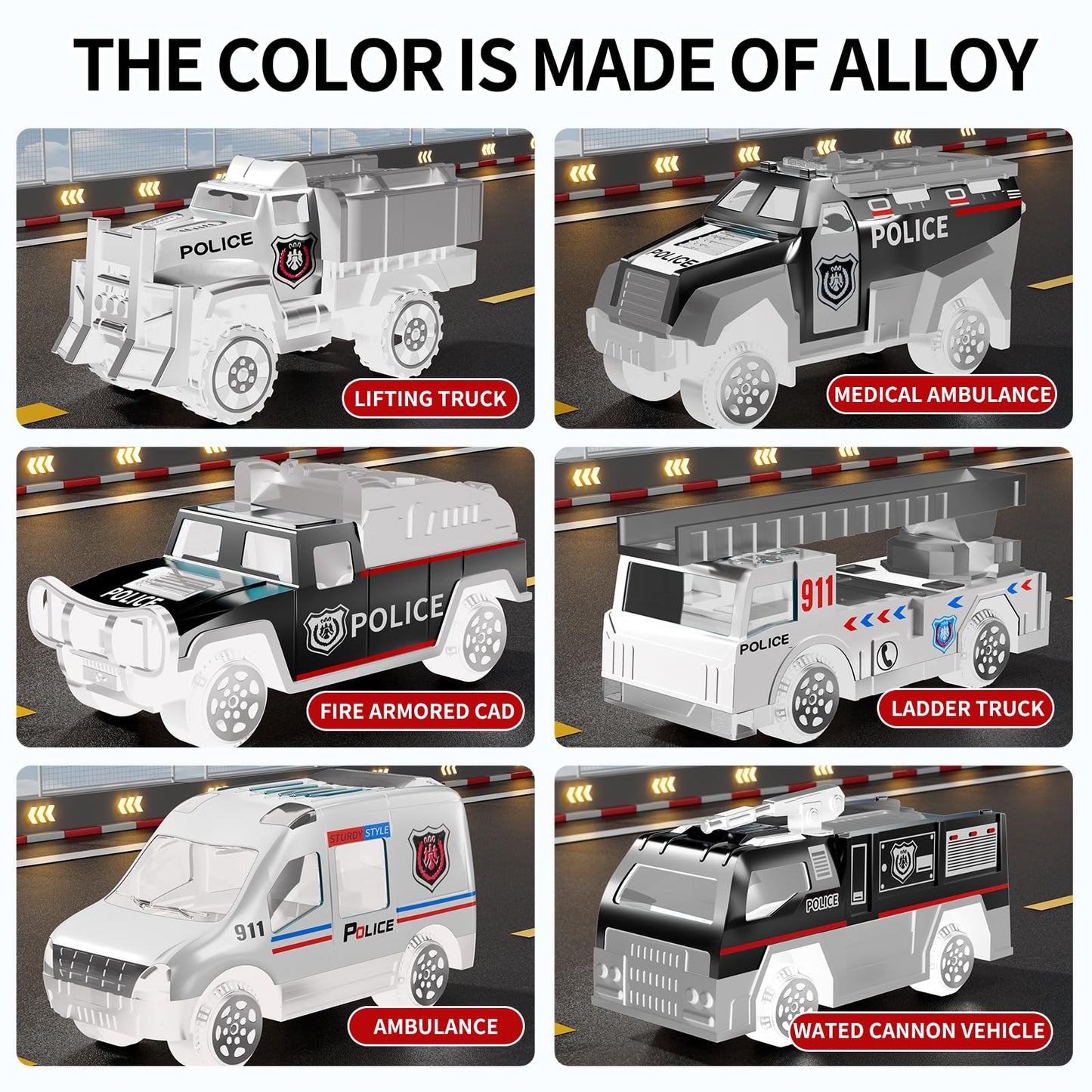 NIPLOOOW Police Truck Toy Set with Play Mat – Die-Cast Cars for 3–8 Year Olds