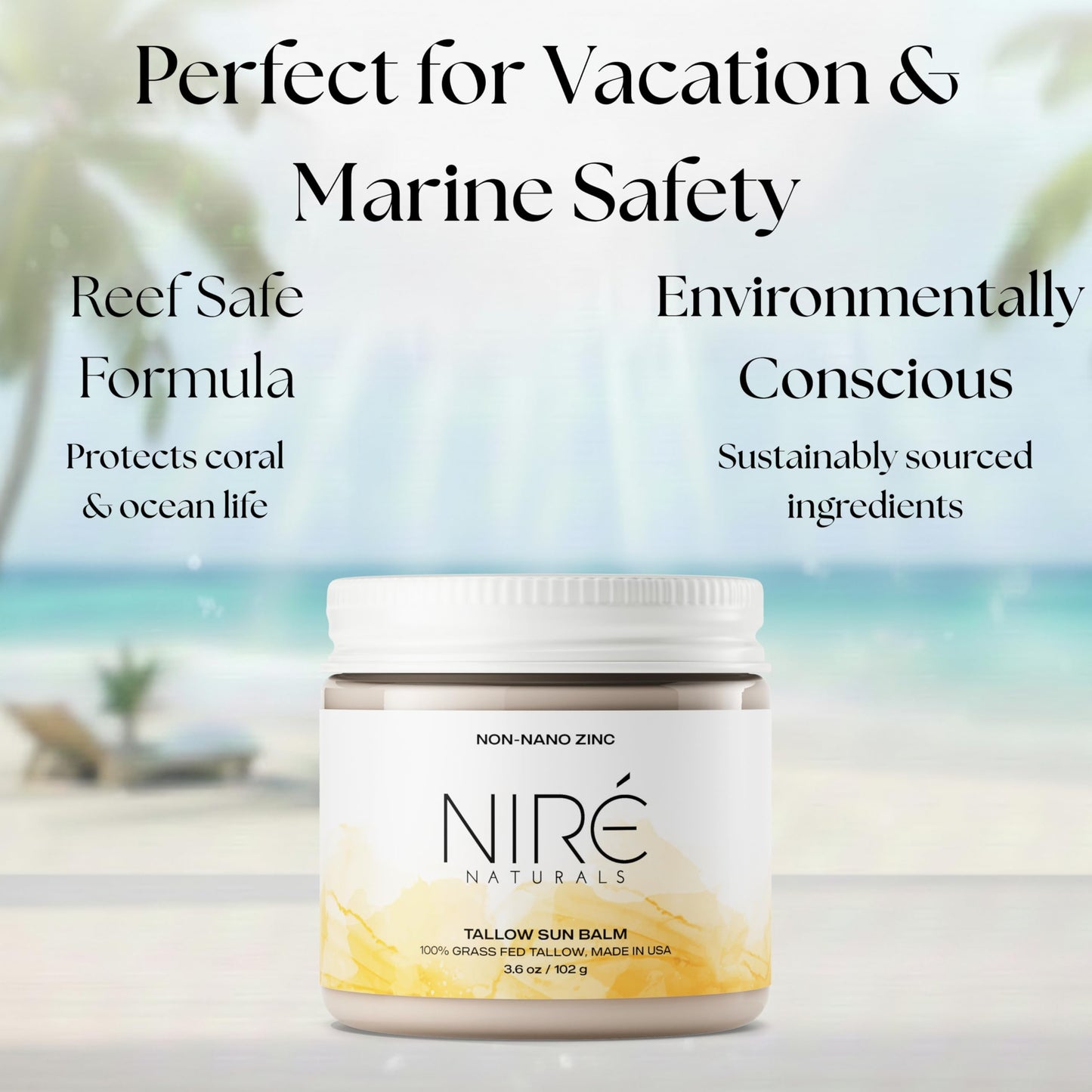 Niré Naturals Tinted Beef Tallow Sun Balm | Reef-Safe Mineral SPF