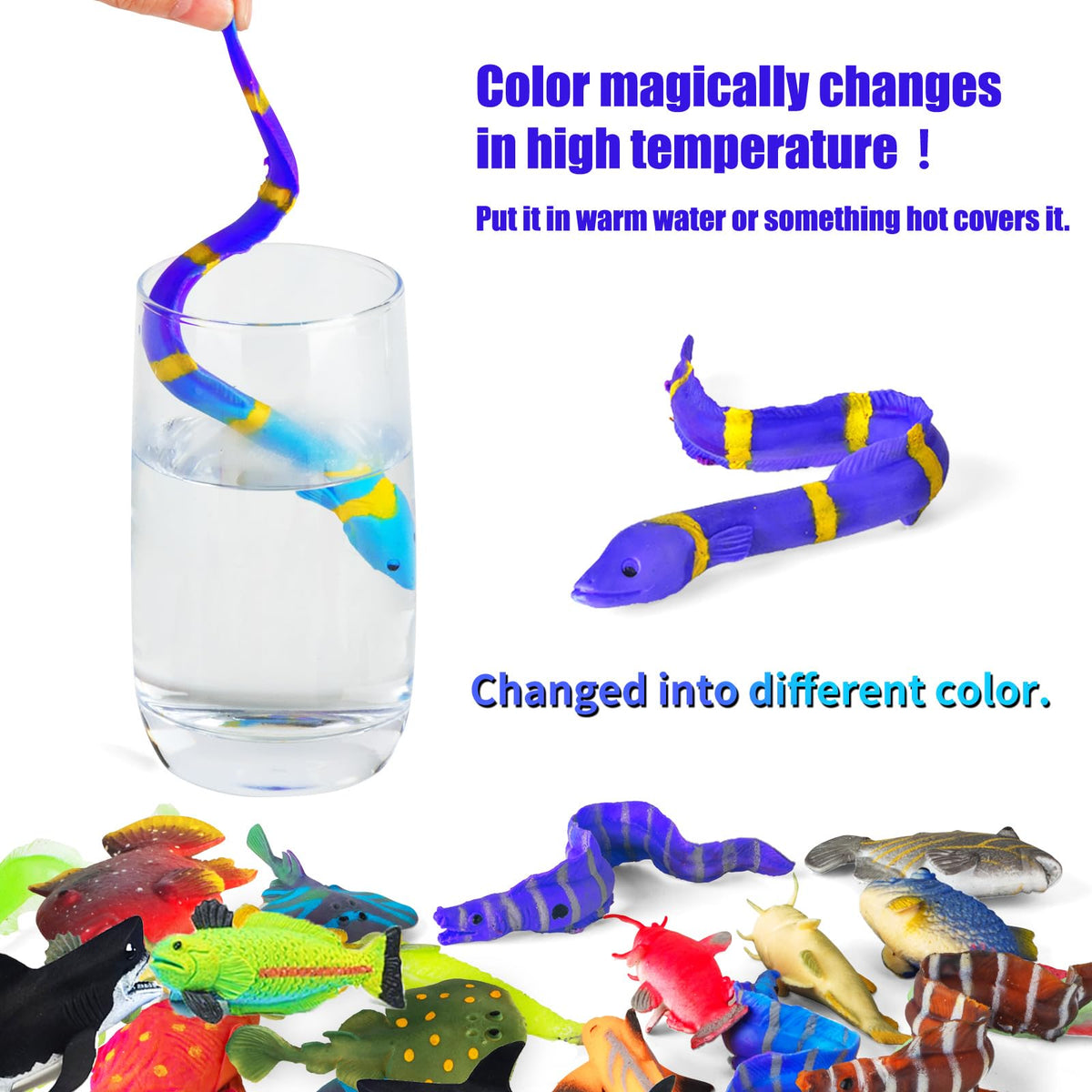 Niskaqsn 12 Pack Color-Changing Sea Animals Toys for Bath Time