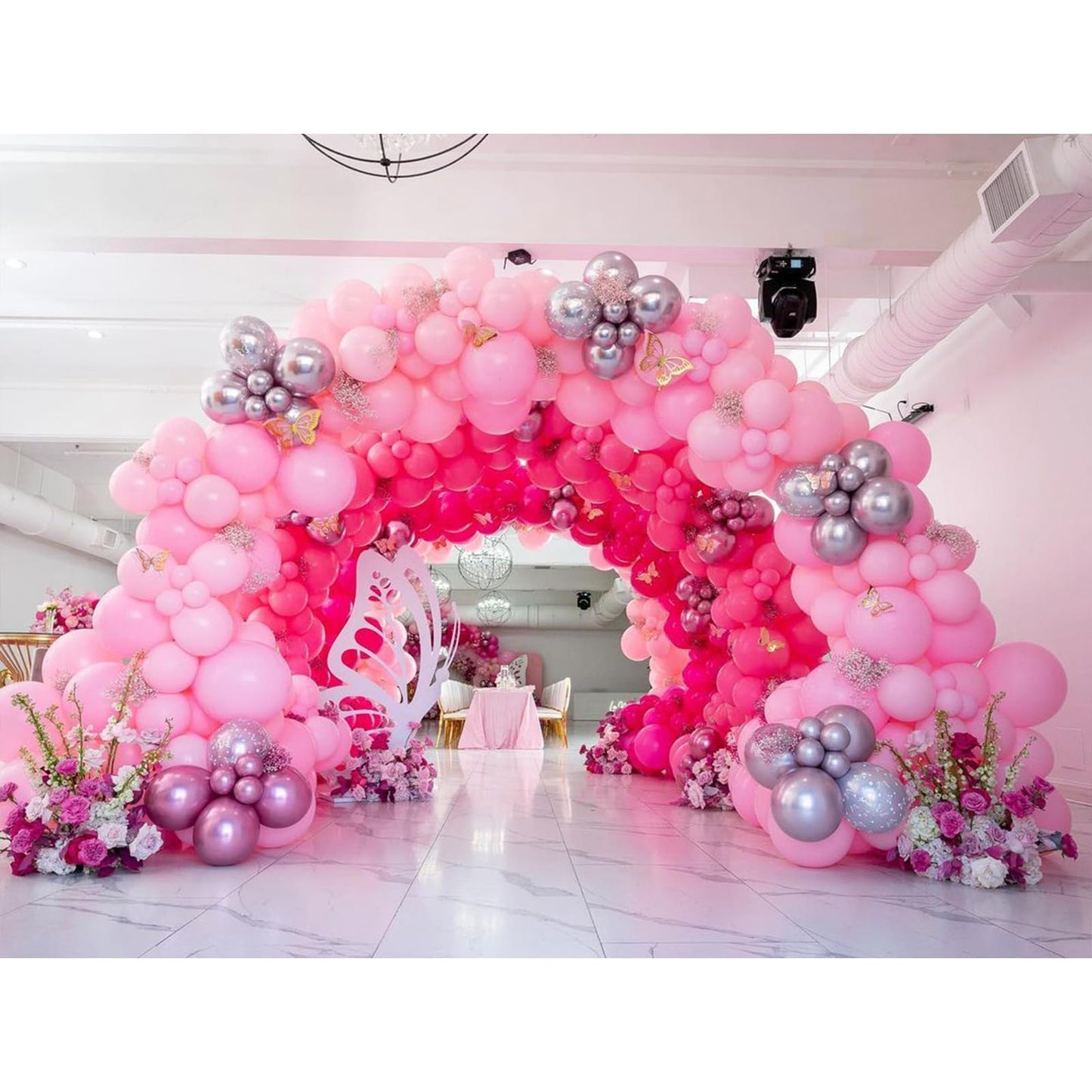 NISOCY Pink Balloons Garland Arch Kit – 124pc Mixed-Size Balloons for Weddings, Valentine’s Day & Party Decor