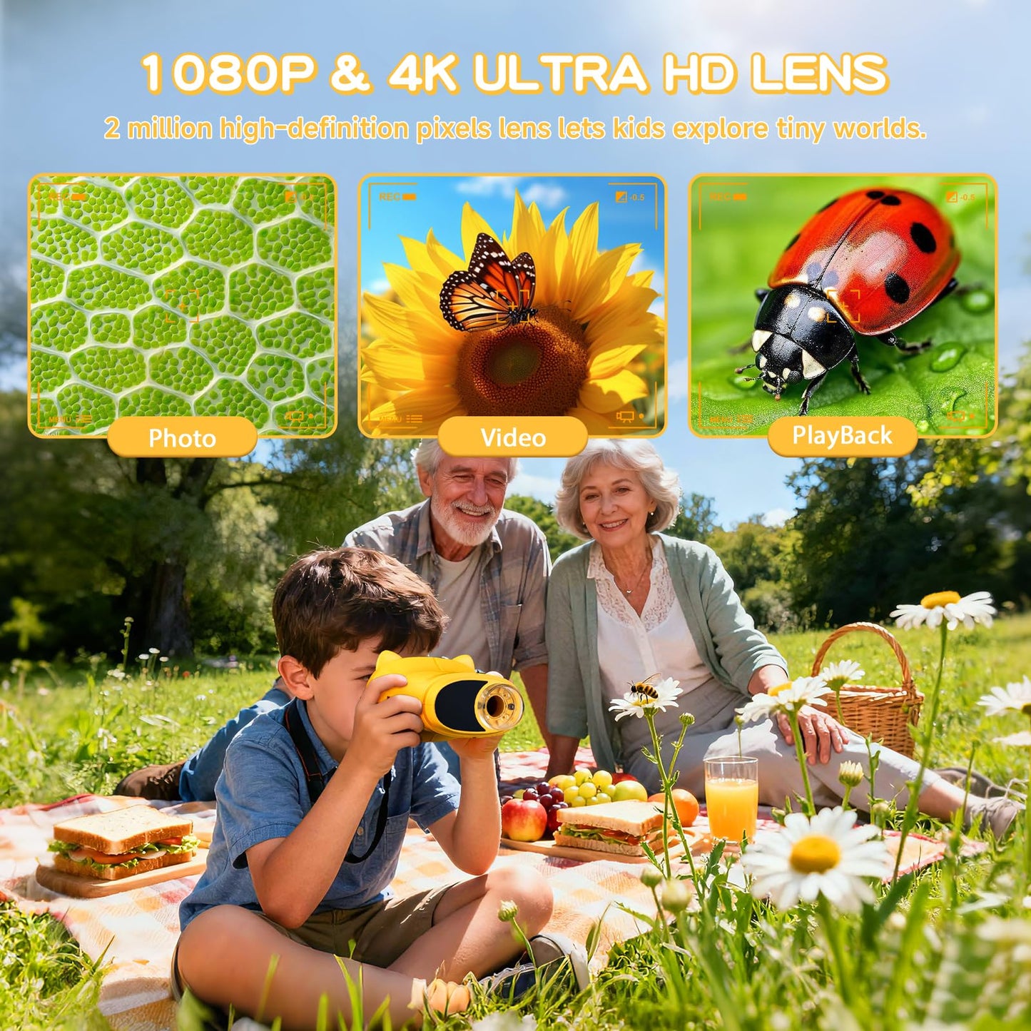 Nisumkey Wonderquest 1000X Handheld Digital Microscope for Kids – 2.0 IPS Screen, 8 LED Lights, Portable STEM Gift