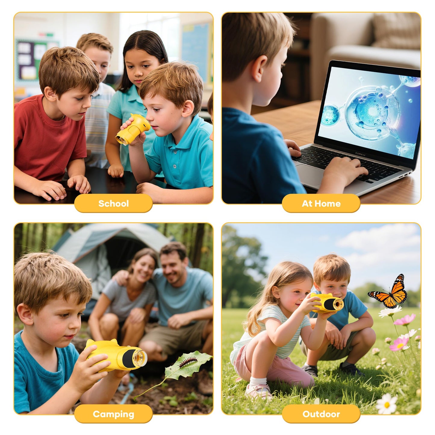 Nisumkey Wonderquest 1000X Handheld Digital Microscope for Kids – 2.0 IPS Screen, 8 LED Lights, Portable STEM Gift