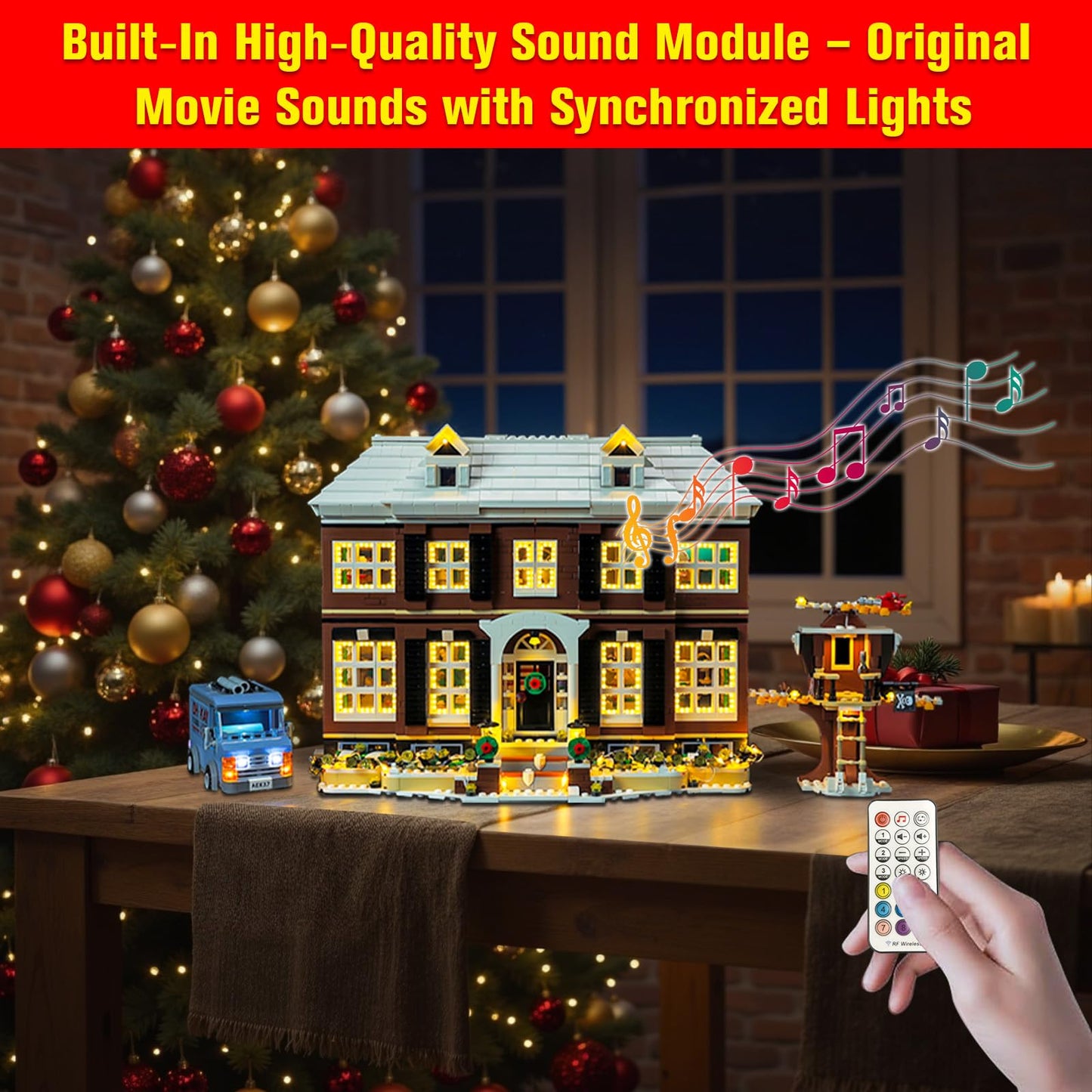 Nitemode Light Kit for Lego 21330 Home Alone – Remote Window Lights + Built-in Sound Module (Lights Only)