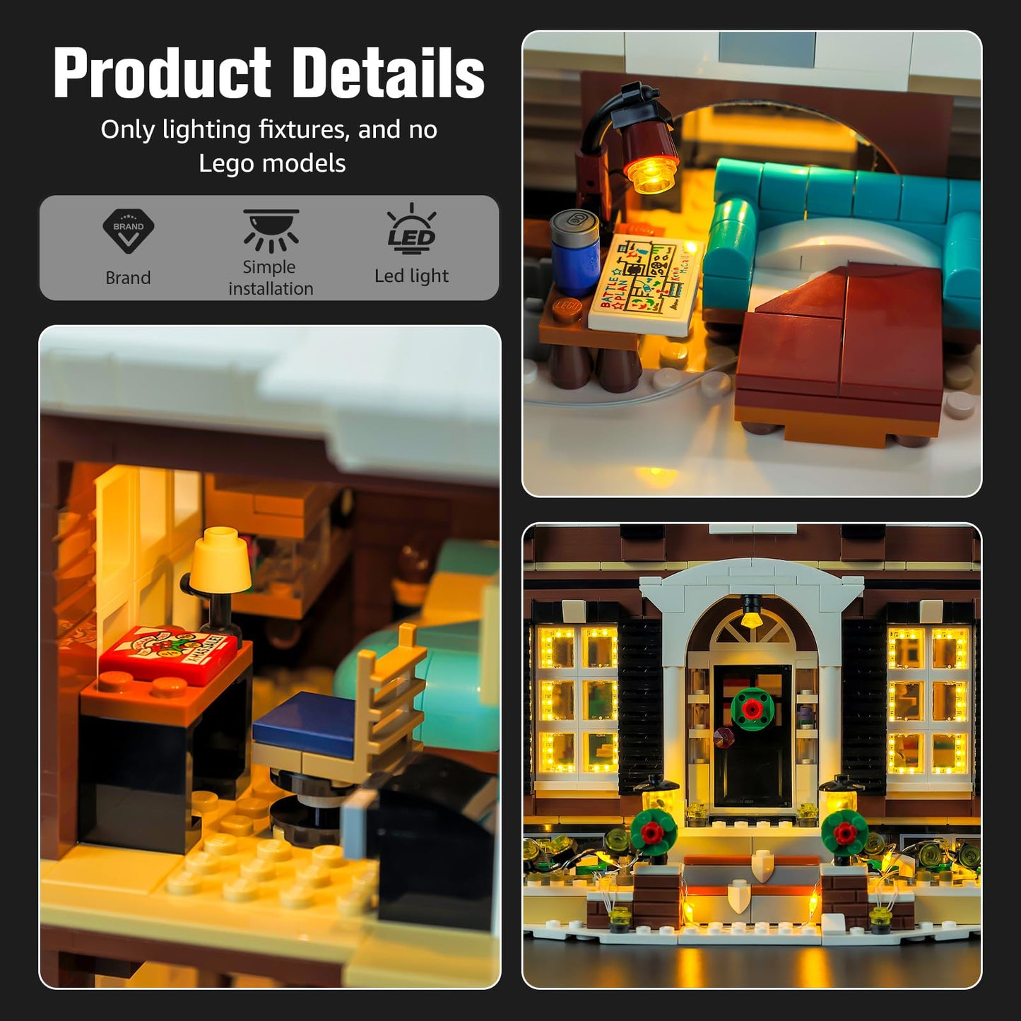 Nitemode Light Kit for Lego 21330 Home Alone – Remote Window Lights + Built-in Sound Module (Lights Only)