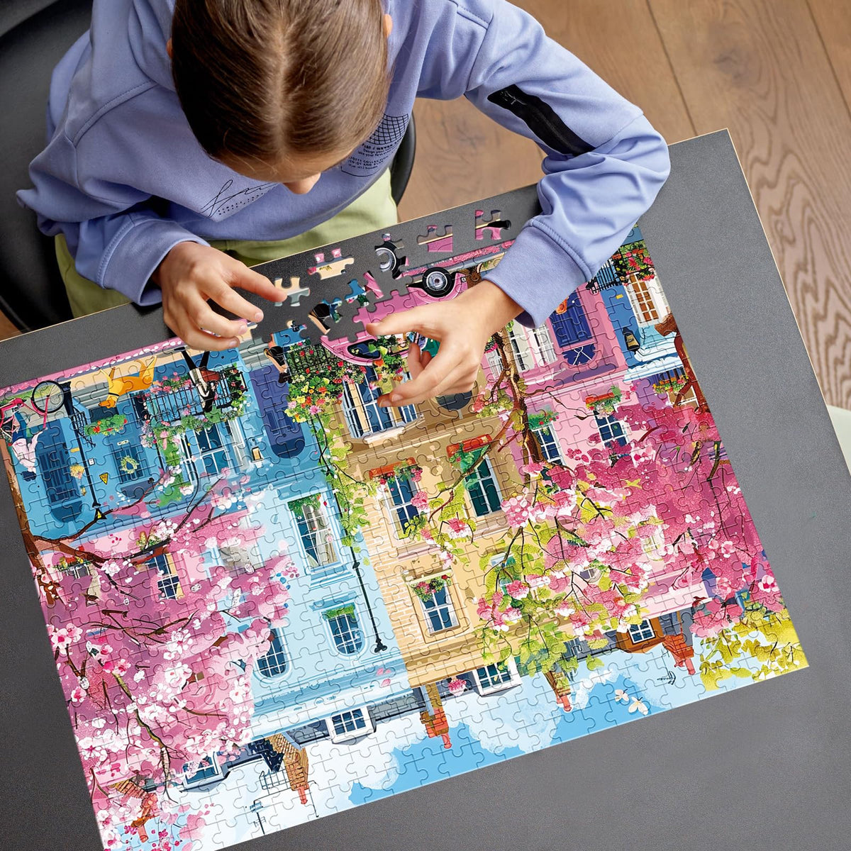 Nitktaia 500 Pieces Jigsaw Puzzle – Spring Street for Adults | Recycled Cardboard, Glossy Finish, 20.5 x 15 in
