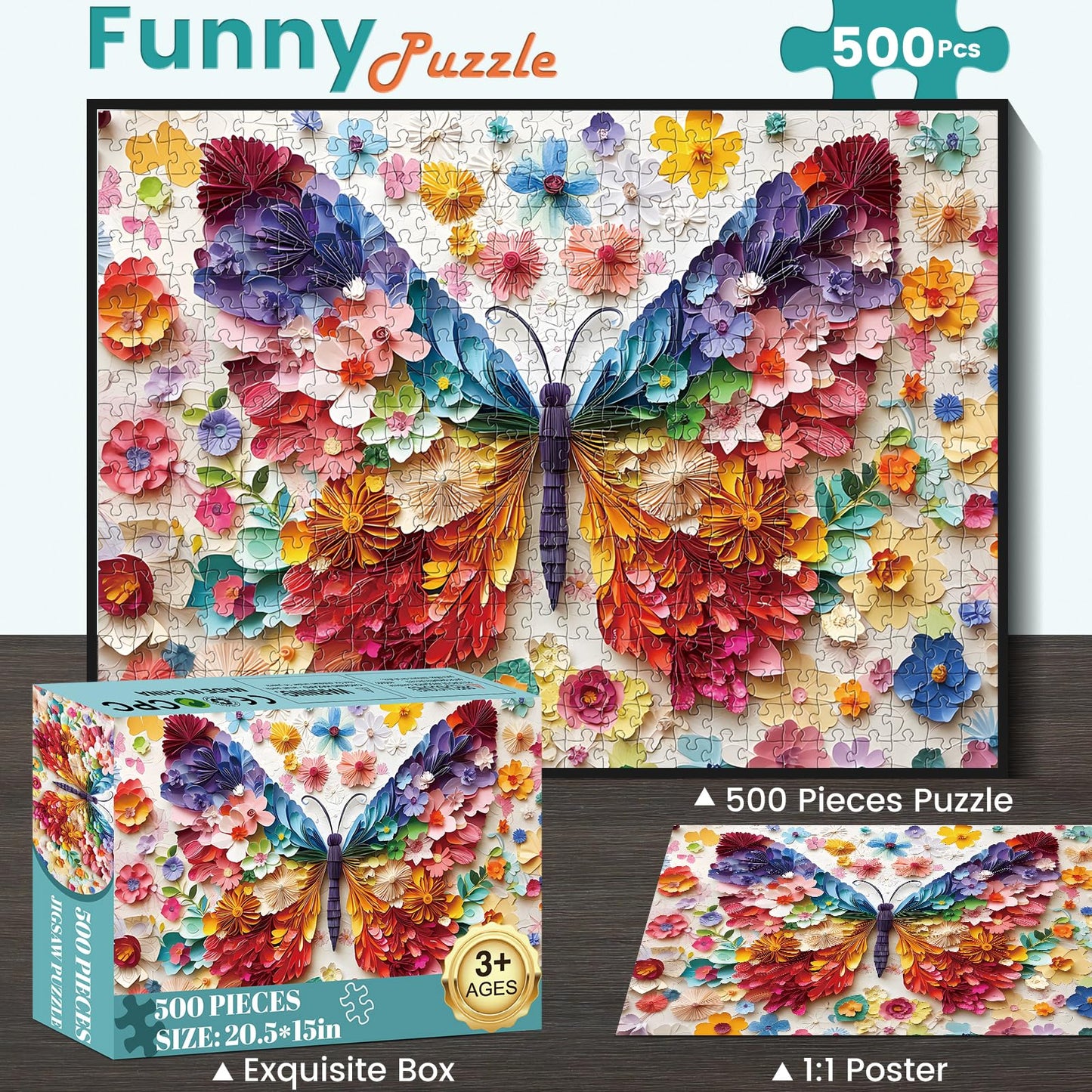Nitktaia 500-Piece Butterfly Puzzle for Adults – Colorful Jigsaw Gift