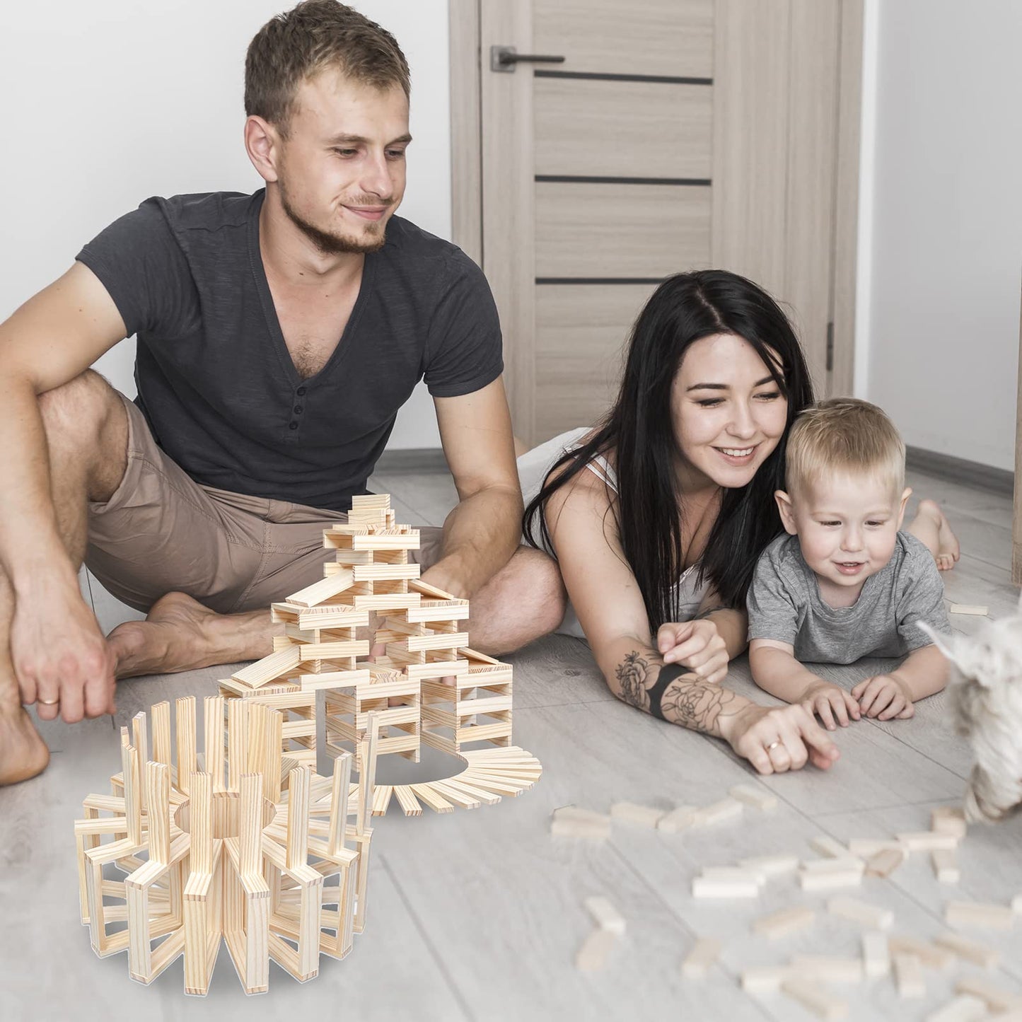 NiToy Wooden Plank Building Blocks – 200PCS Montessori STEM Sensory Toy for Kids