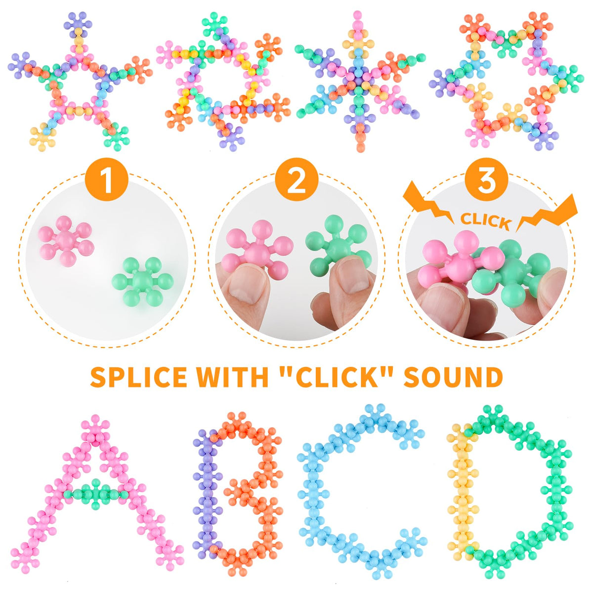 NiToy 300PCS Interlocking Snowflake Blocks – Safe STEM Toy for Kids 3+ (Macaron Colors)