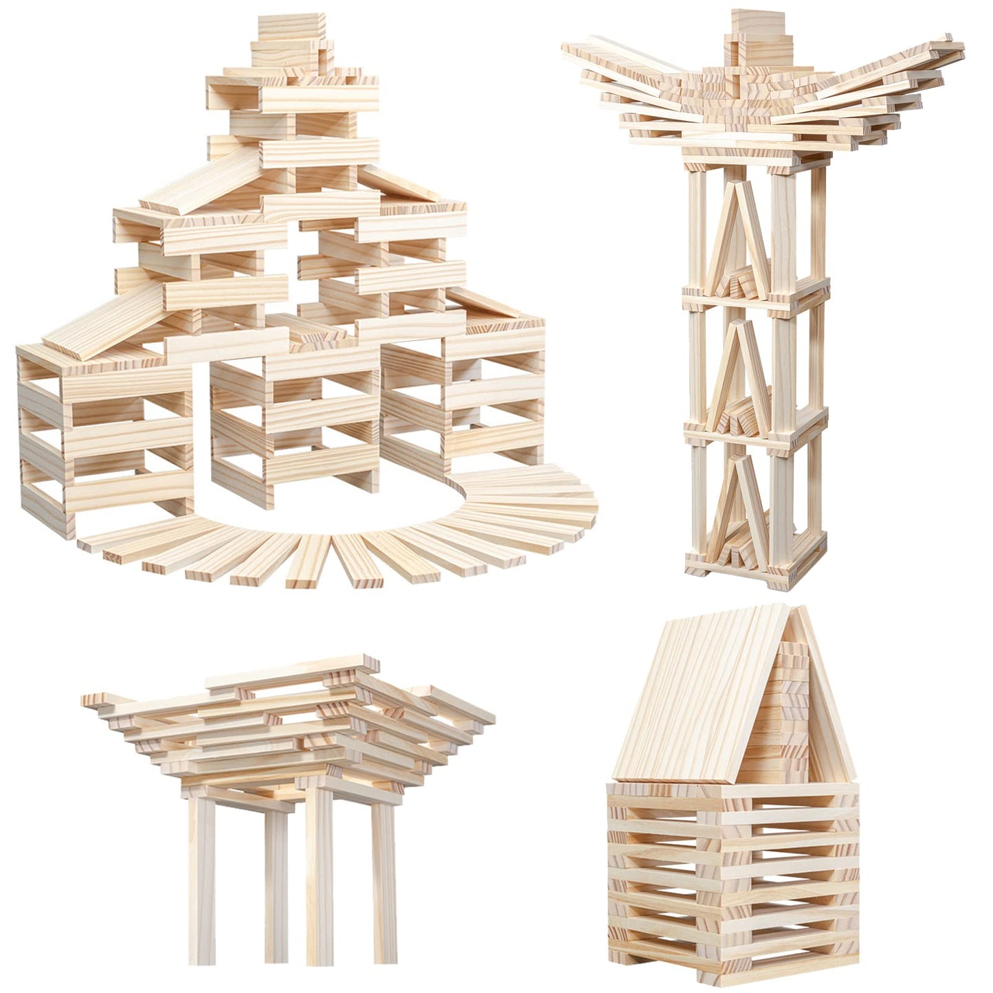 NiToy Wooden Plank Building Blocks – 200PCS Montessori STEM Sensory Toy for Kids