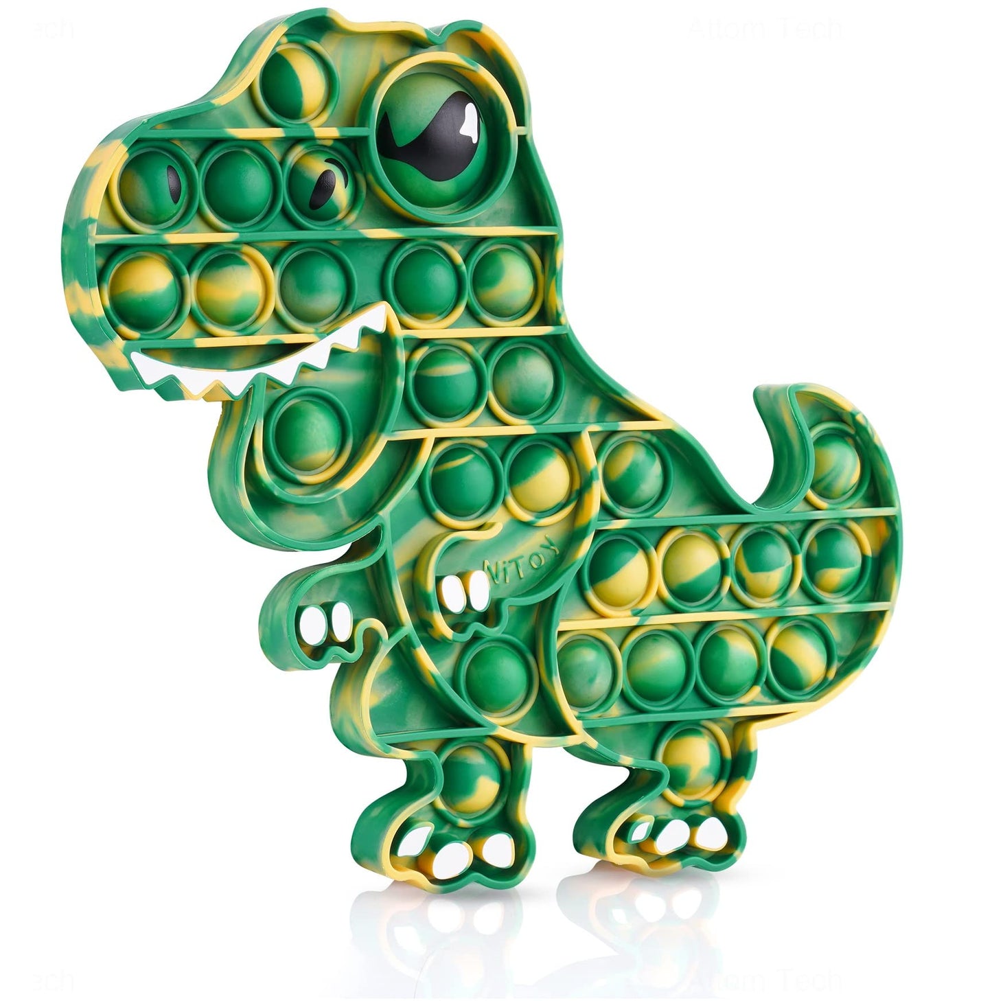 NiToy Dinosaur Push Pop Bubble Fidget Toy – Large Silicone T-Rex with Eye Print