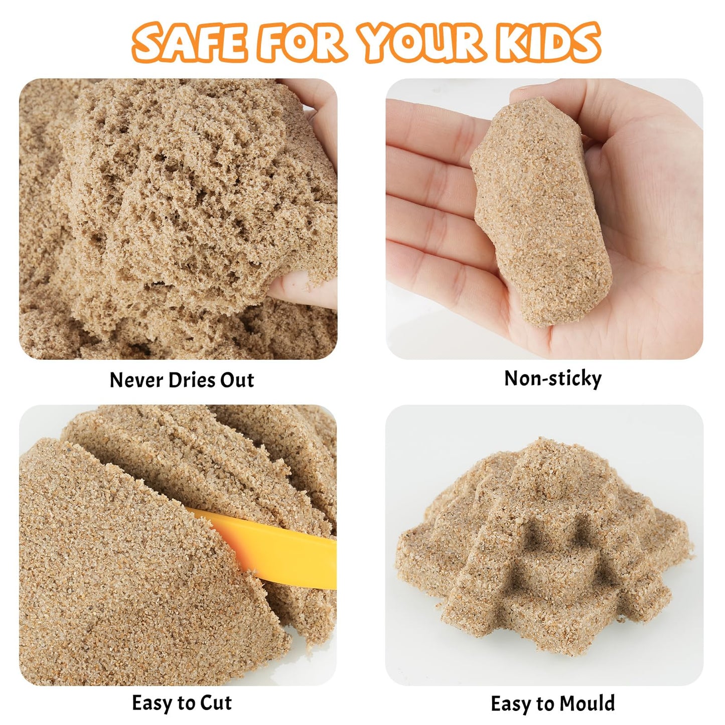 NiToy FlexiSand 11lb Bulk Pack – Moldable, Self-Sticking Sand That Never Dries Out for Kids 3+